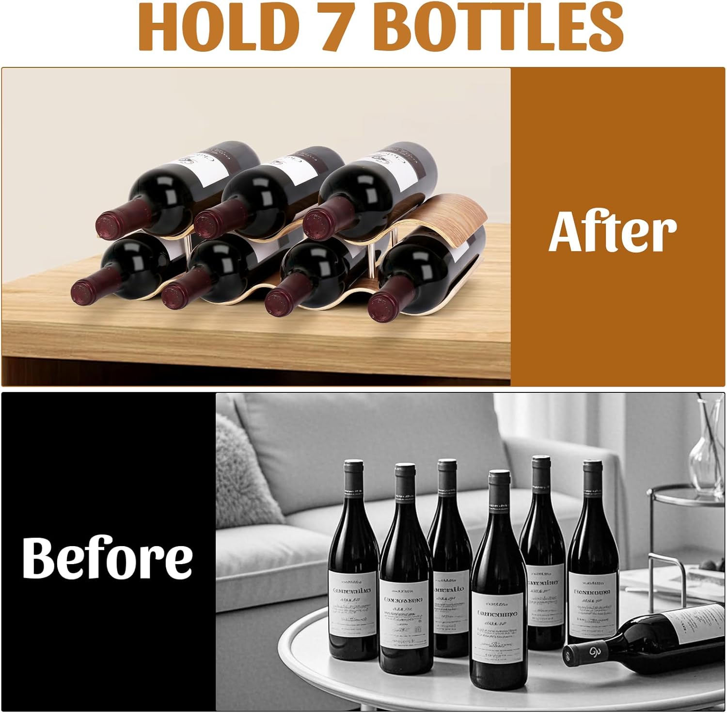 VAlinks 2 Tier 7 Bottle Wave Willow Wine Rack