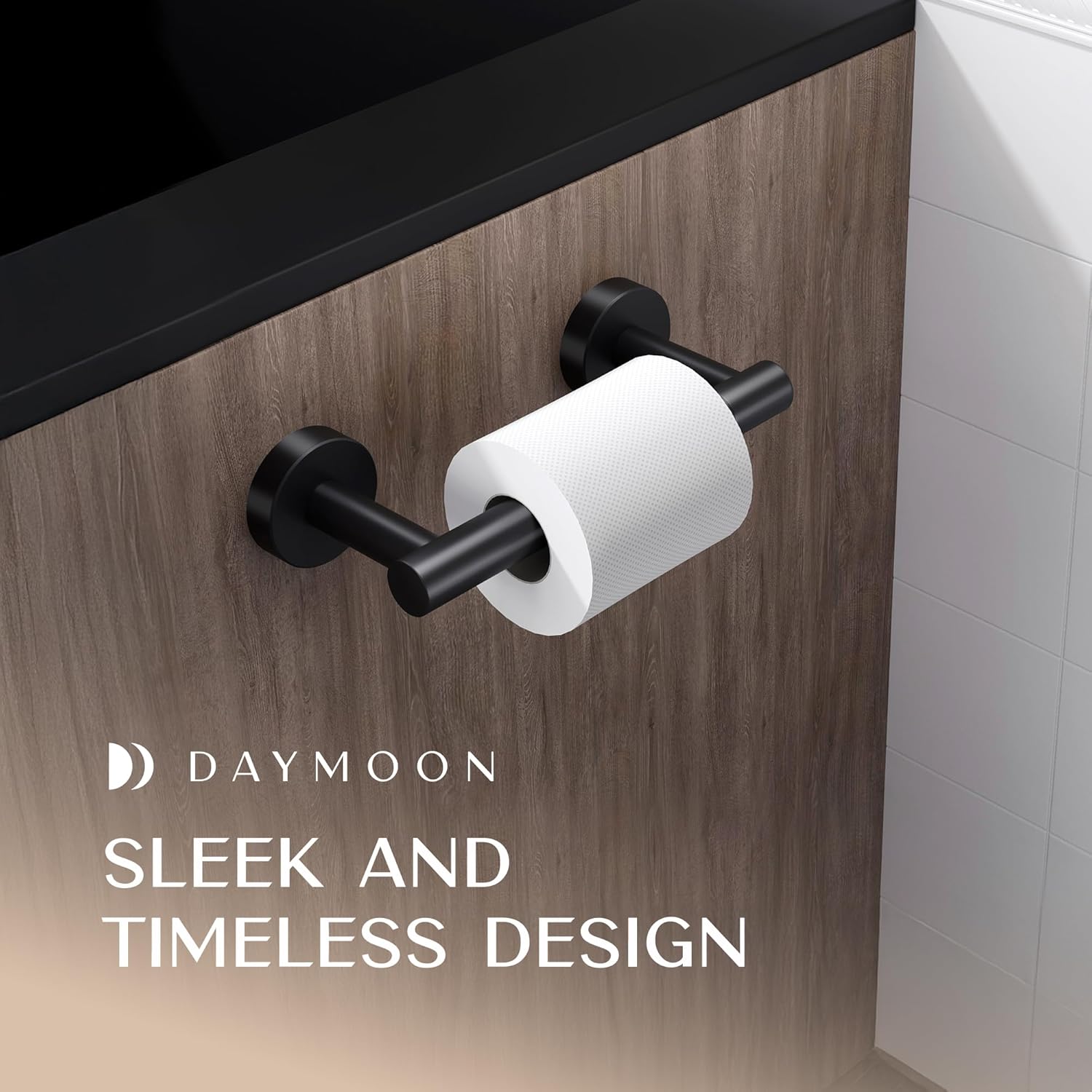 Day Moon Matte Black Toilet Paper Holder - Wall Mount for Bathroom
