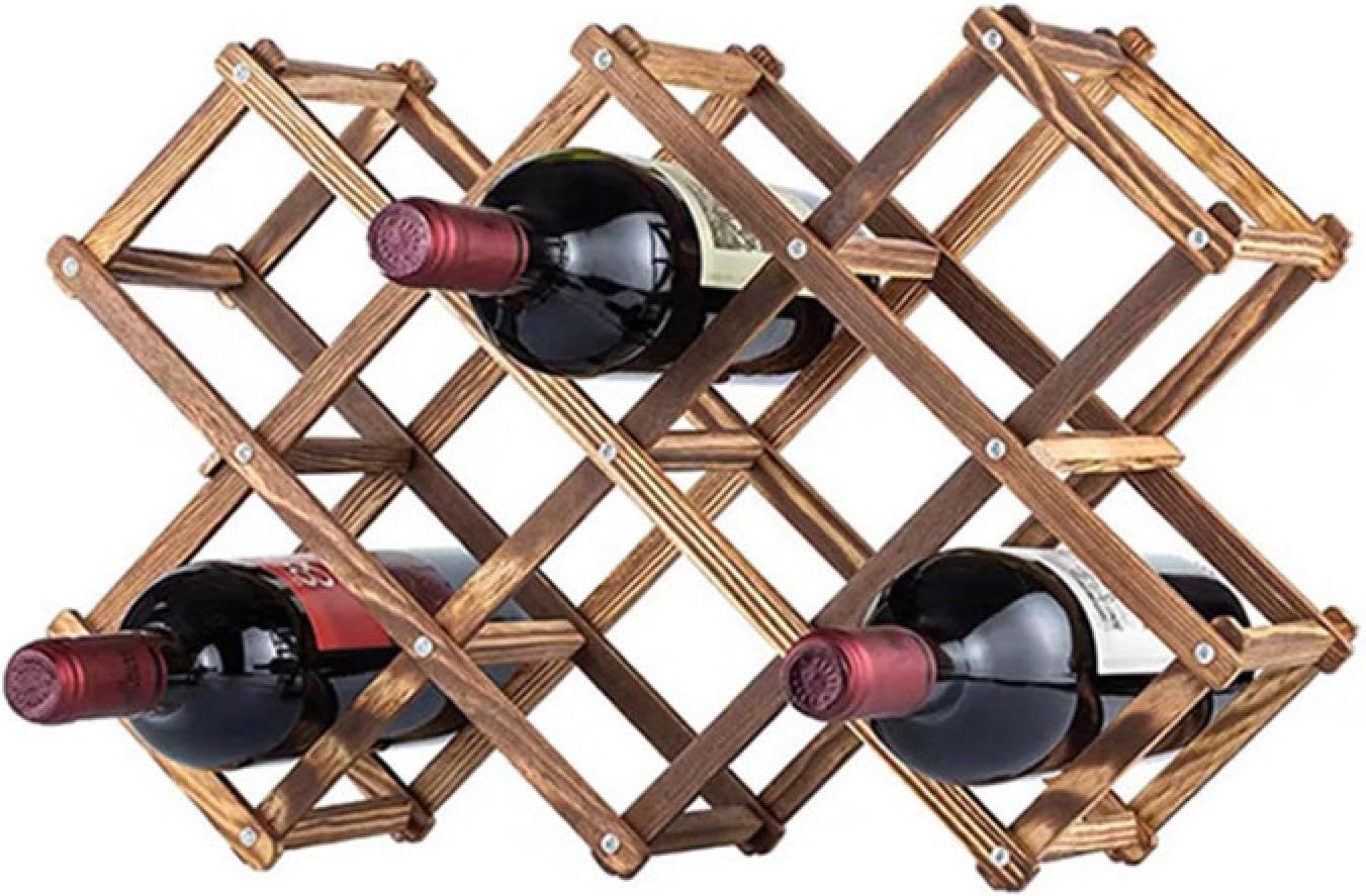 Foldable Wooden Wine Rack with 5 Bottles Storage