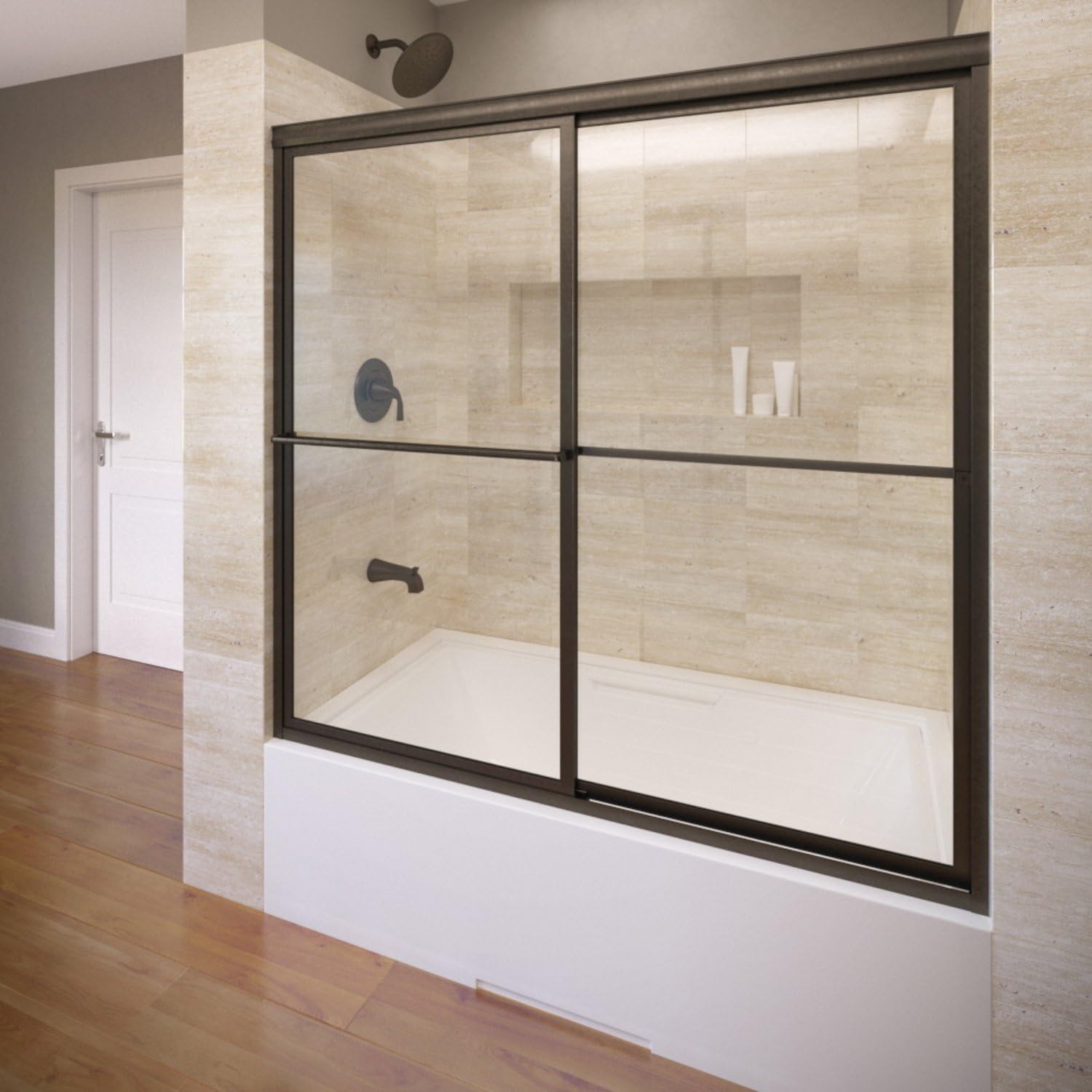 Basco DLXH05A5958XPOR Deluxe Framed Shower Door 1