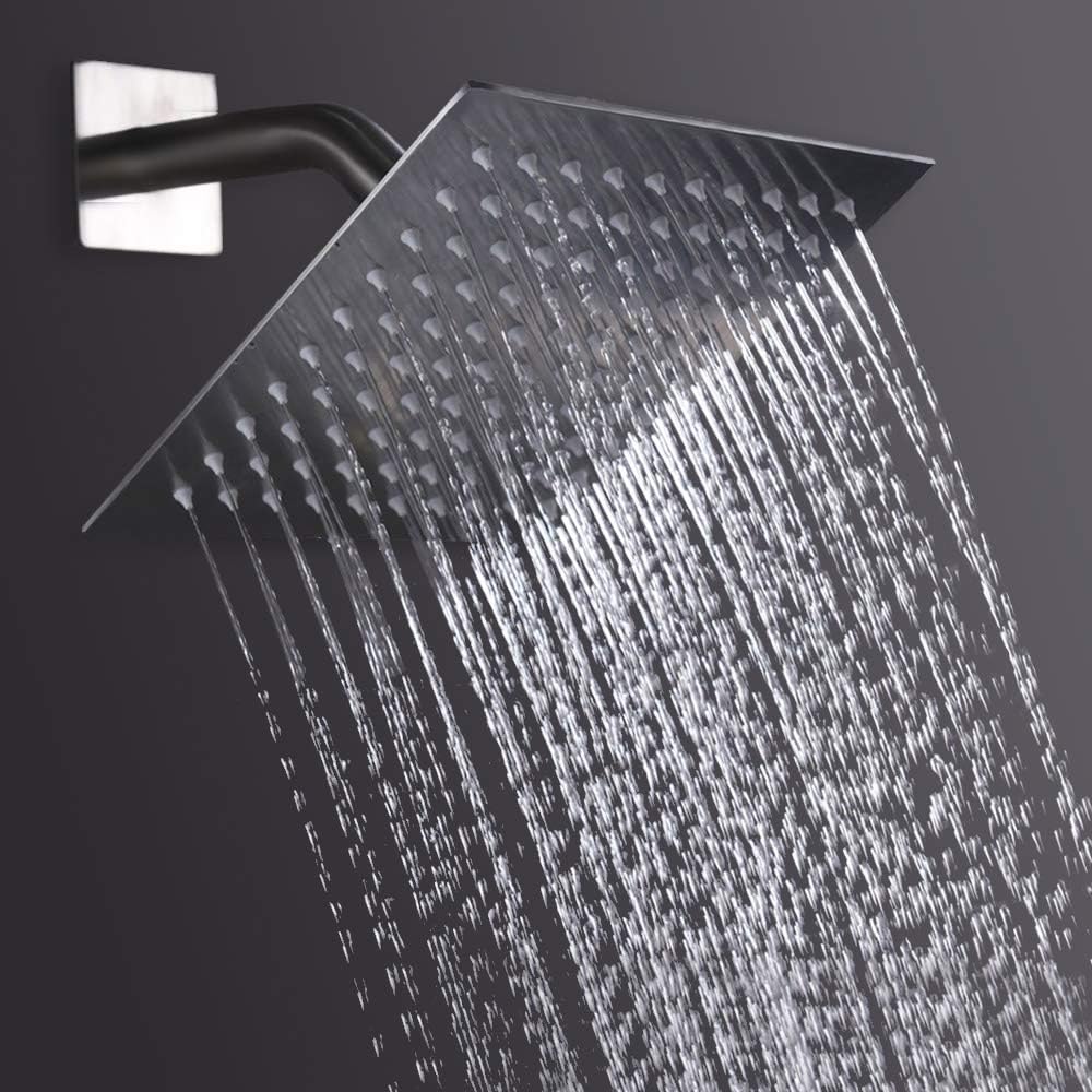 NearMoon 8 Inch Square Rain Shower Head - Chrome Finish High Pressure Easy Install