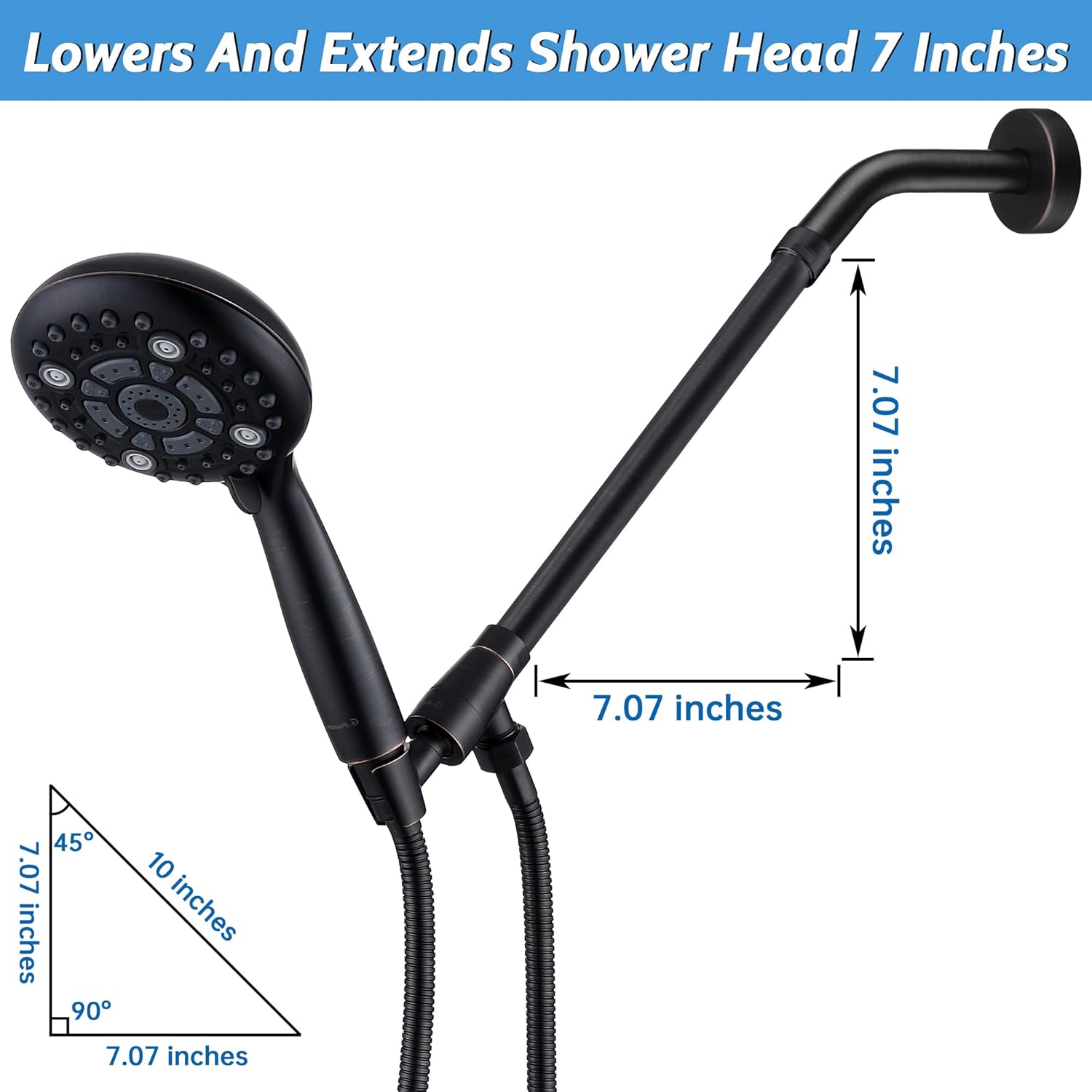 G-Promise 10 Inches Shower Head Extension Arm Oil Rubbed Bronze 1
