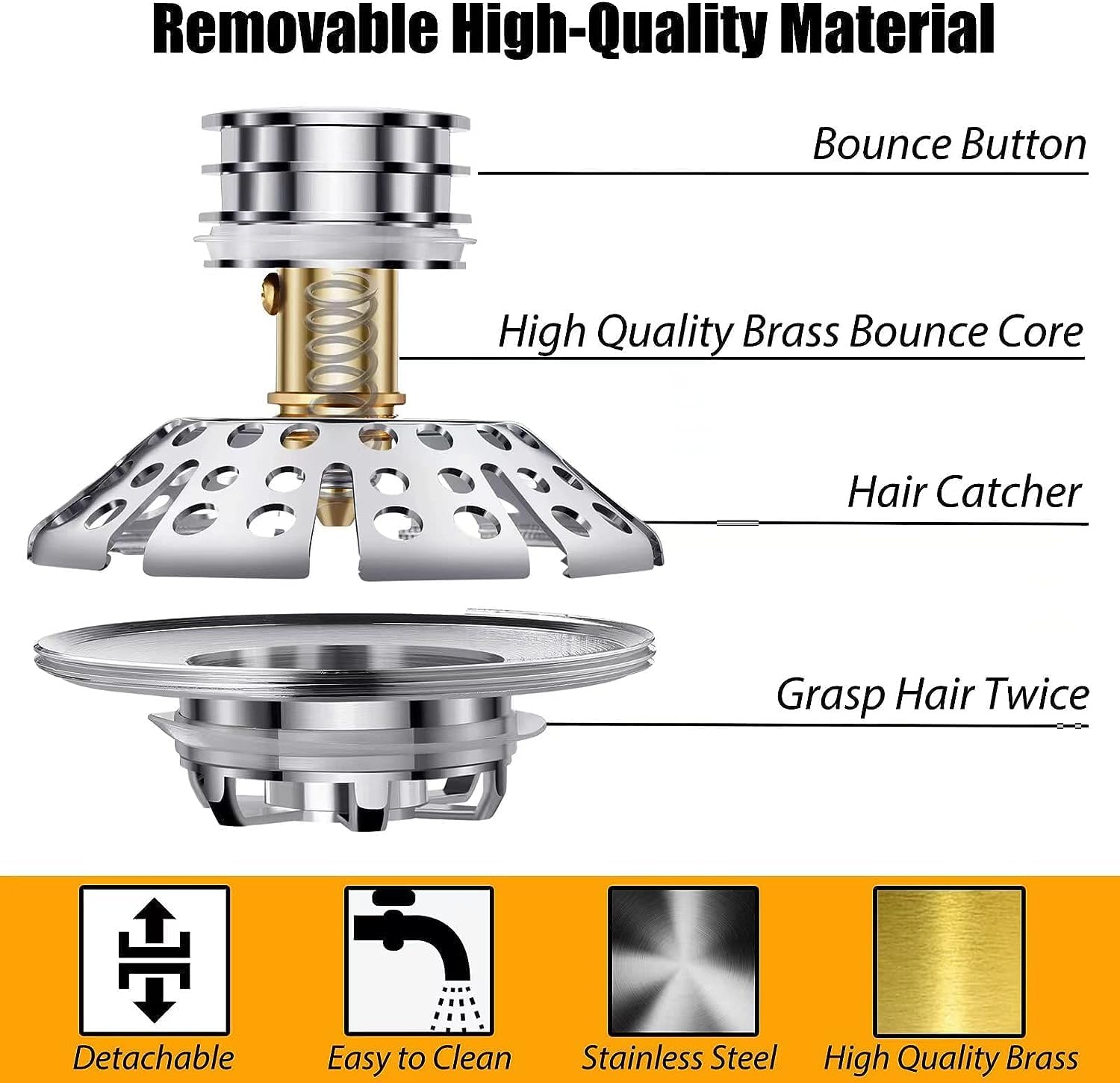 Anlige Bathtub Drain Stopper with Hair Catcher 1