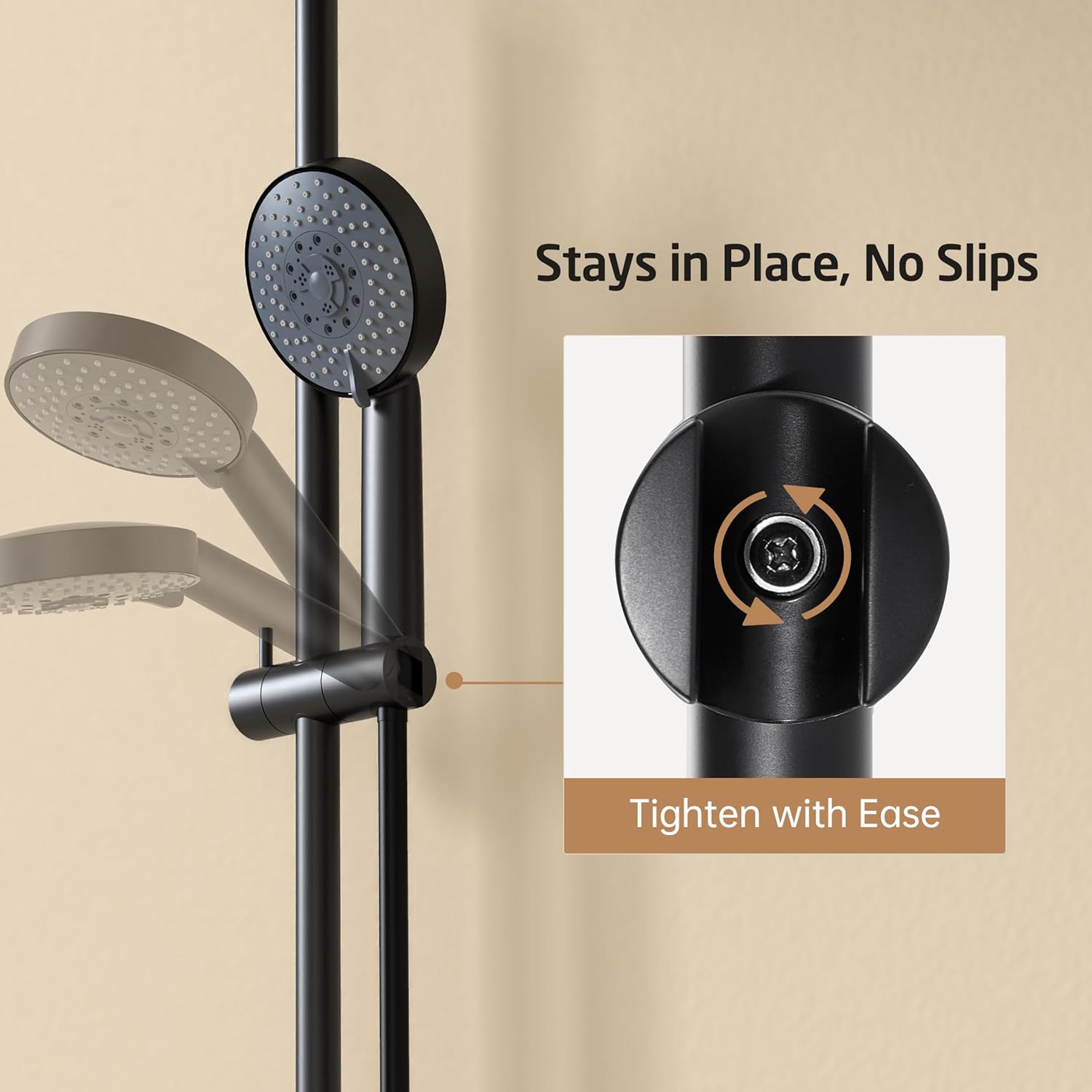 KES 30-Inch Matte Black Shower Slide Bar with Adjustable Holder