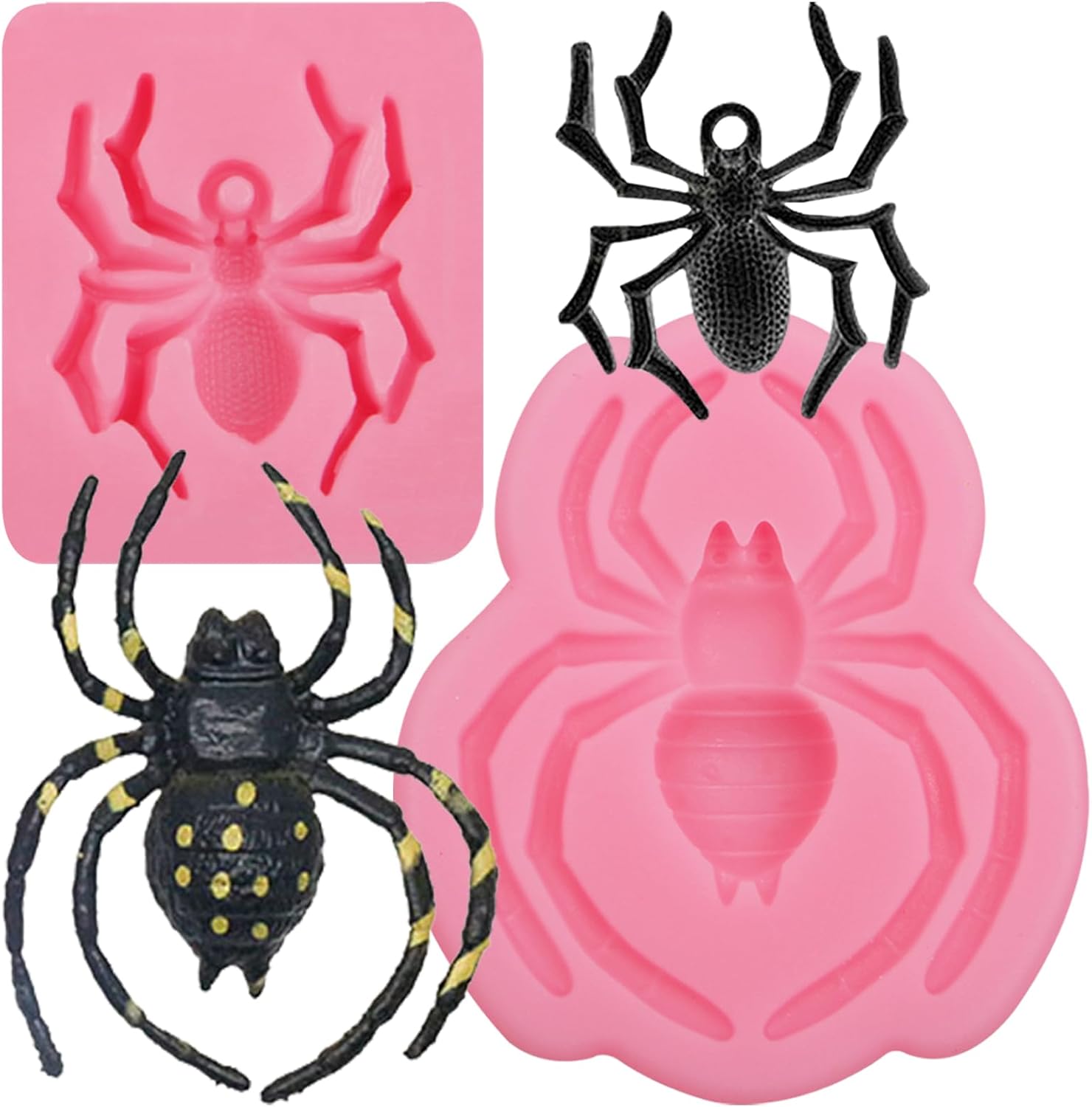 Spider Fondant Mold 2 Pcs - Halloween Cake Decorating Silicone Molds