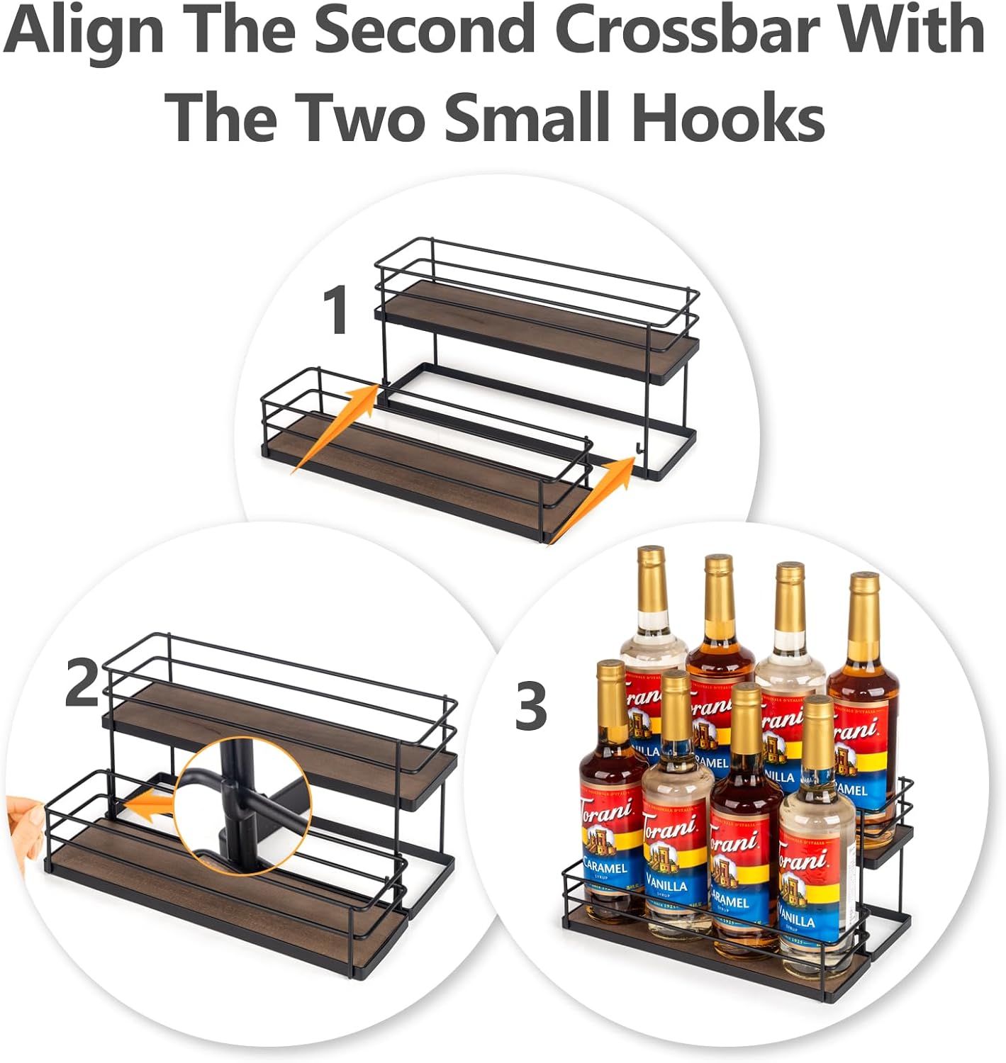 Kimilus 8 Bottle Coffee Syrup Organizer 2 Tier Stand