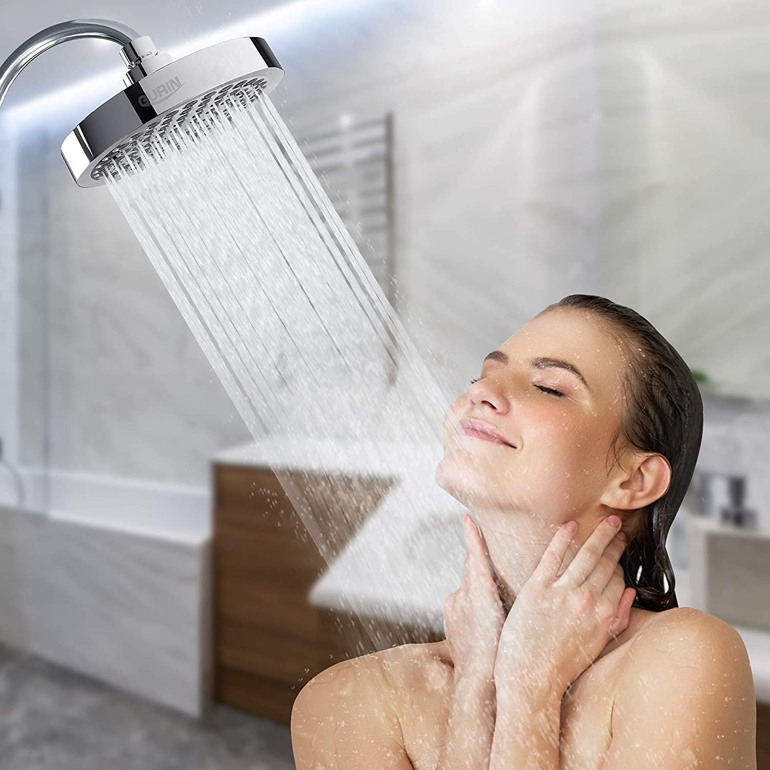 GURIN High Pressure Rain Shower Head with Chrome Finish