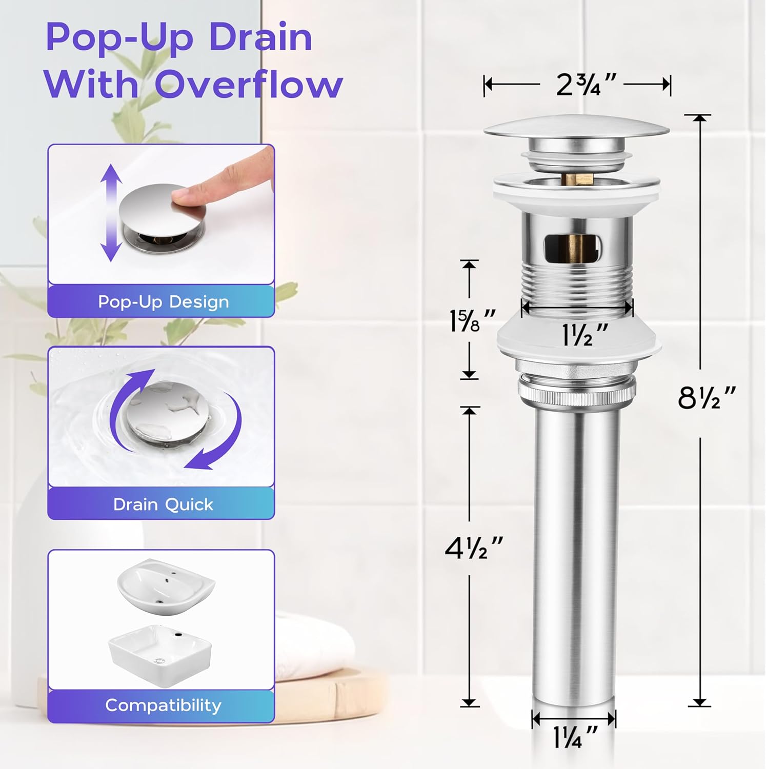 Onader 1 or 3 Hole Brushed Nickel Faucet