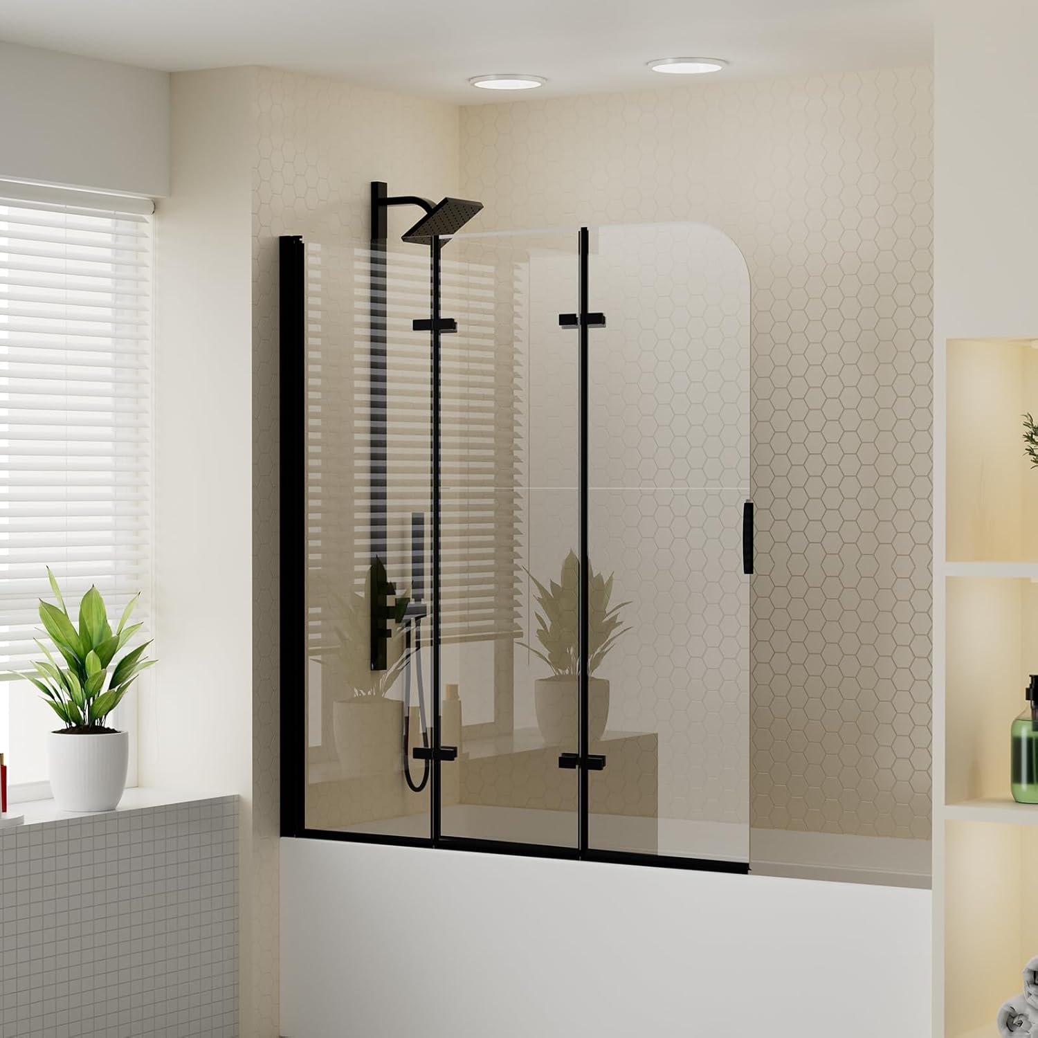 Klajowp Bathtub Shower Door 51x59 Clear Tempered Glass