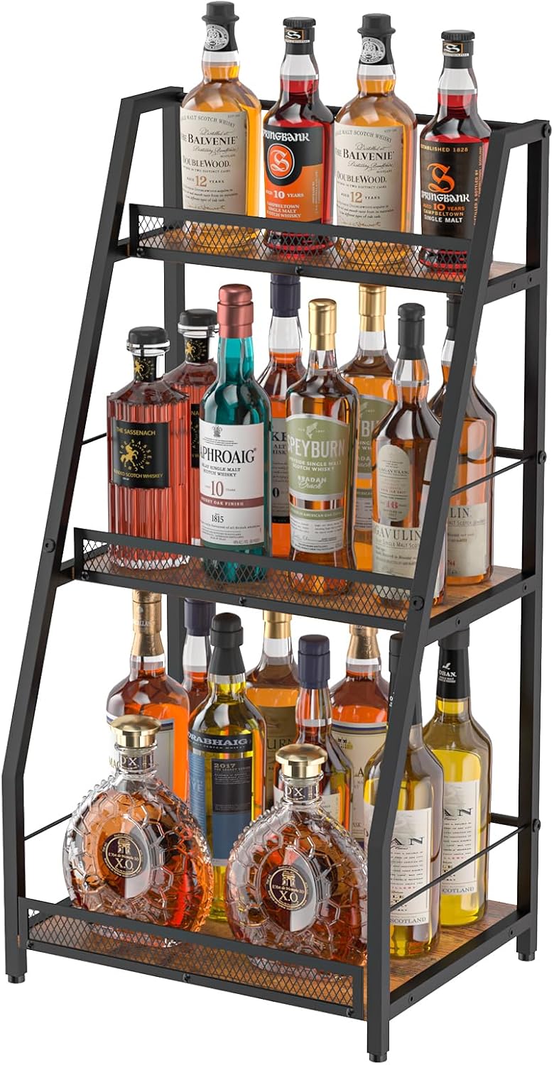 3-Tier Trapezoid Liquor Stand for Home Bar