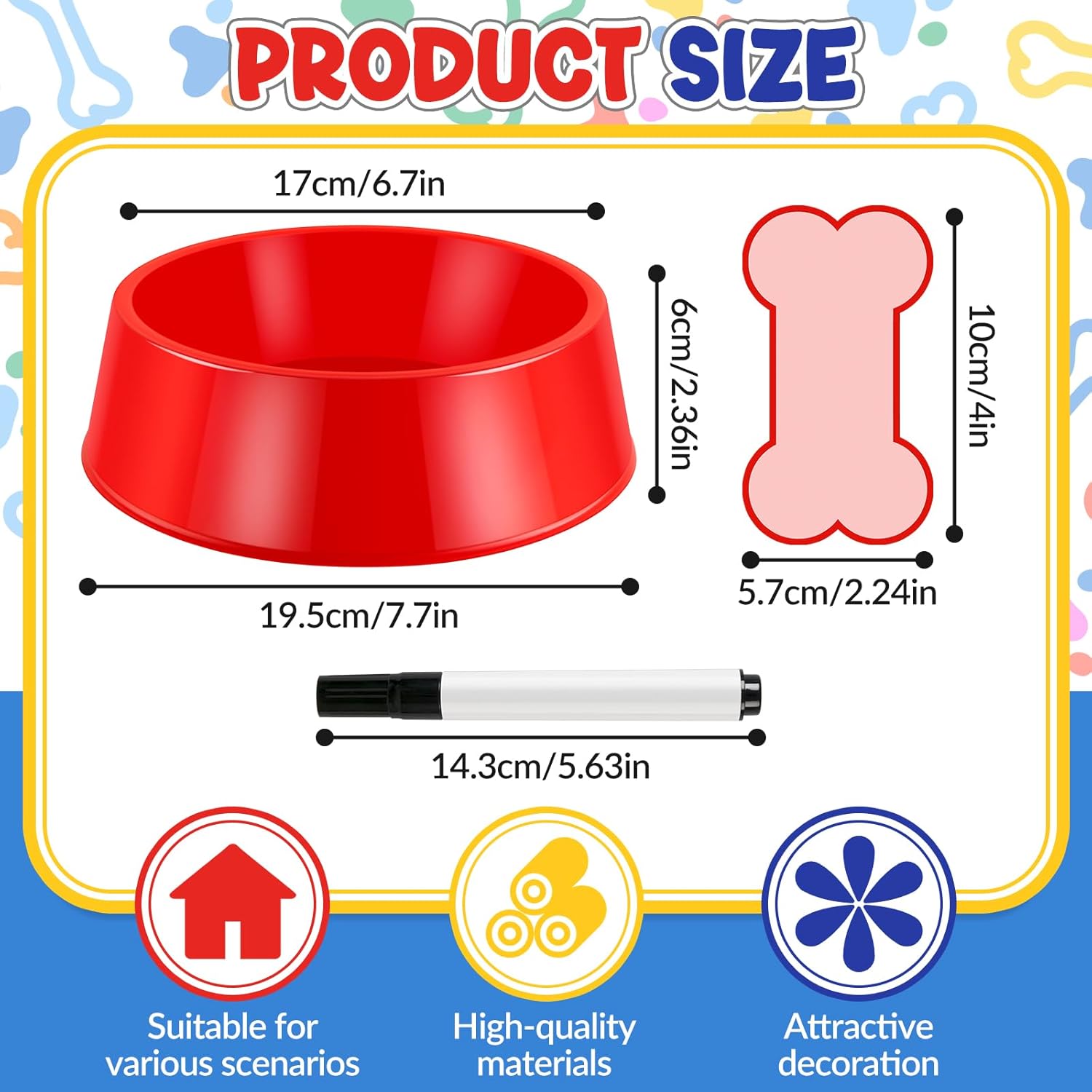 Demonwer Dog Themed 18 Piece Plastic Food Tray Set