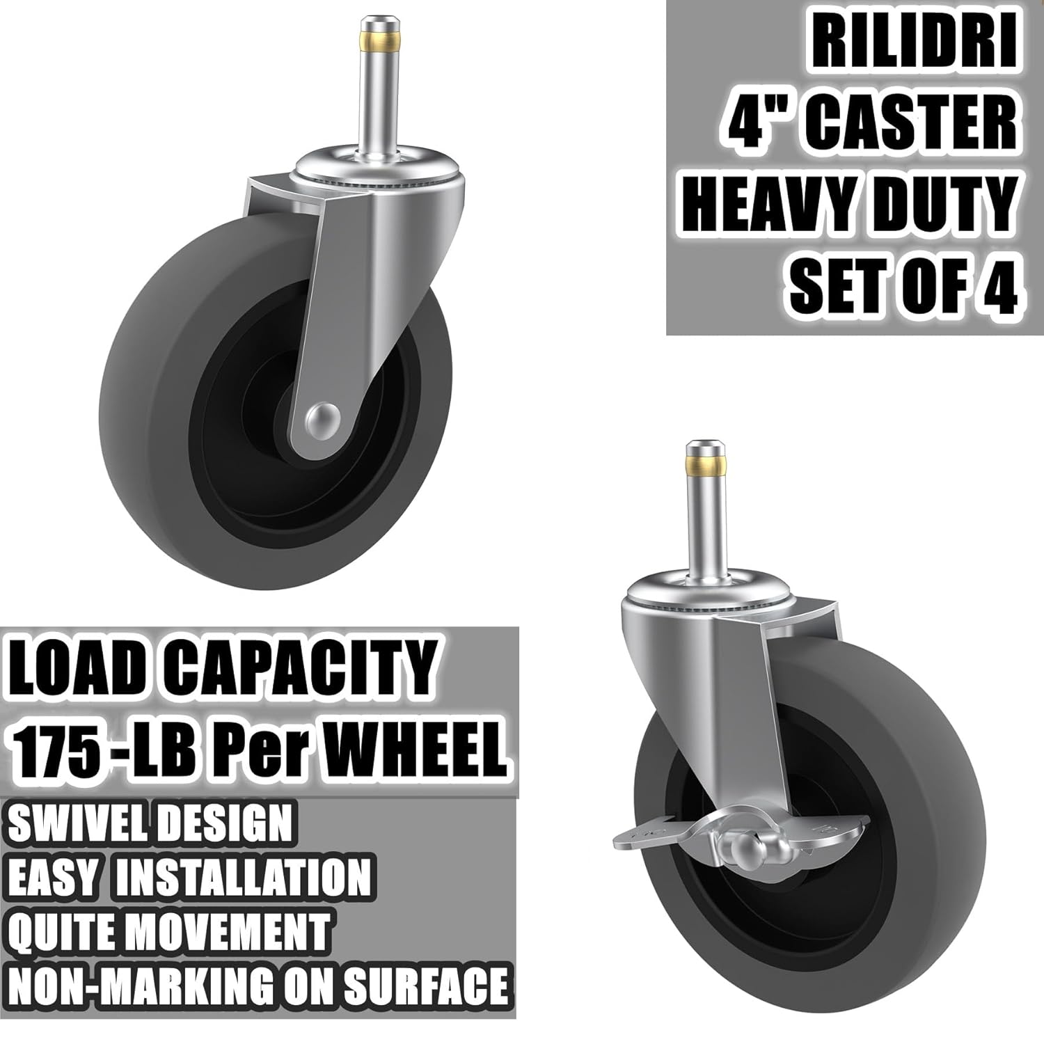 4-Inch Swivel Stem Casters for Rubbermaid Mop Bucket
