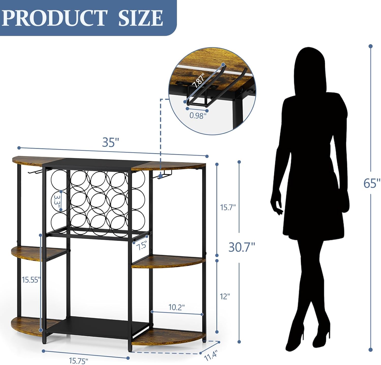 JKsmart Wine Bar Cabinet with LED Lights