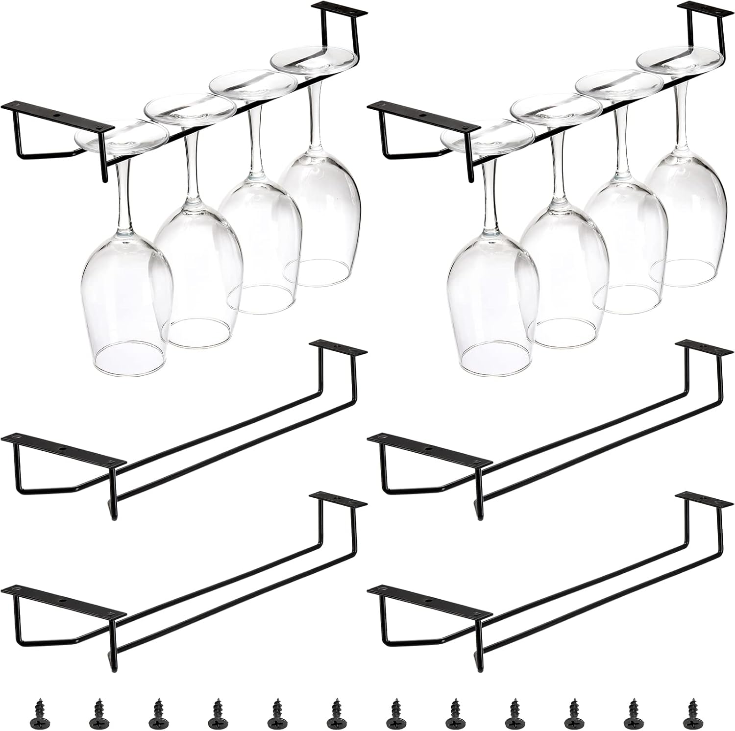 Dicunoy 6 Pack Black Wine Glass Rack