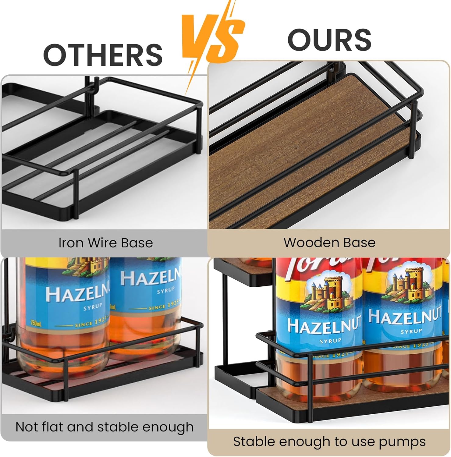 THYGIFTREE 2-Tier Syrup Holder Stand 8 Bottle Storage Rack