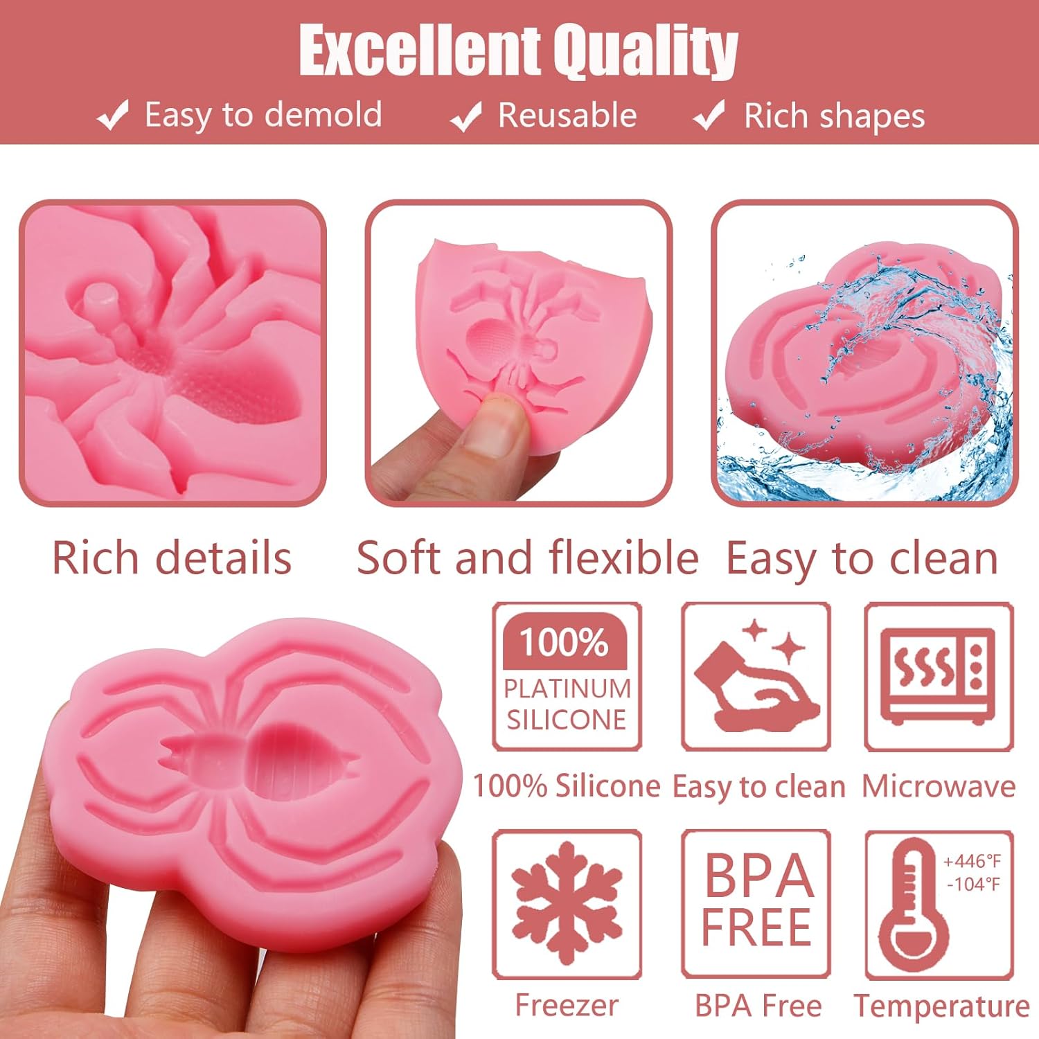 Spider Fondant Mold 2 Pcs - Halloween Cake Decorating Silicone Molds