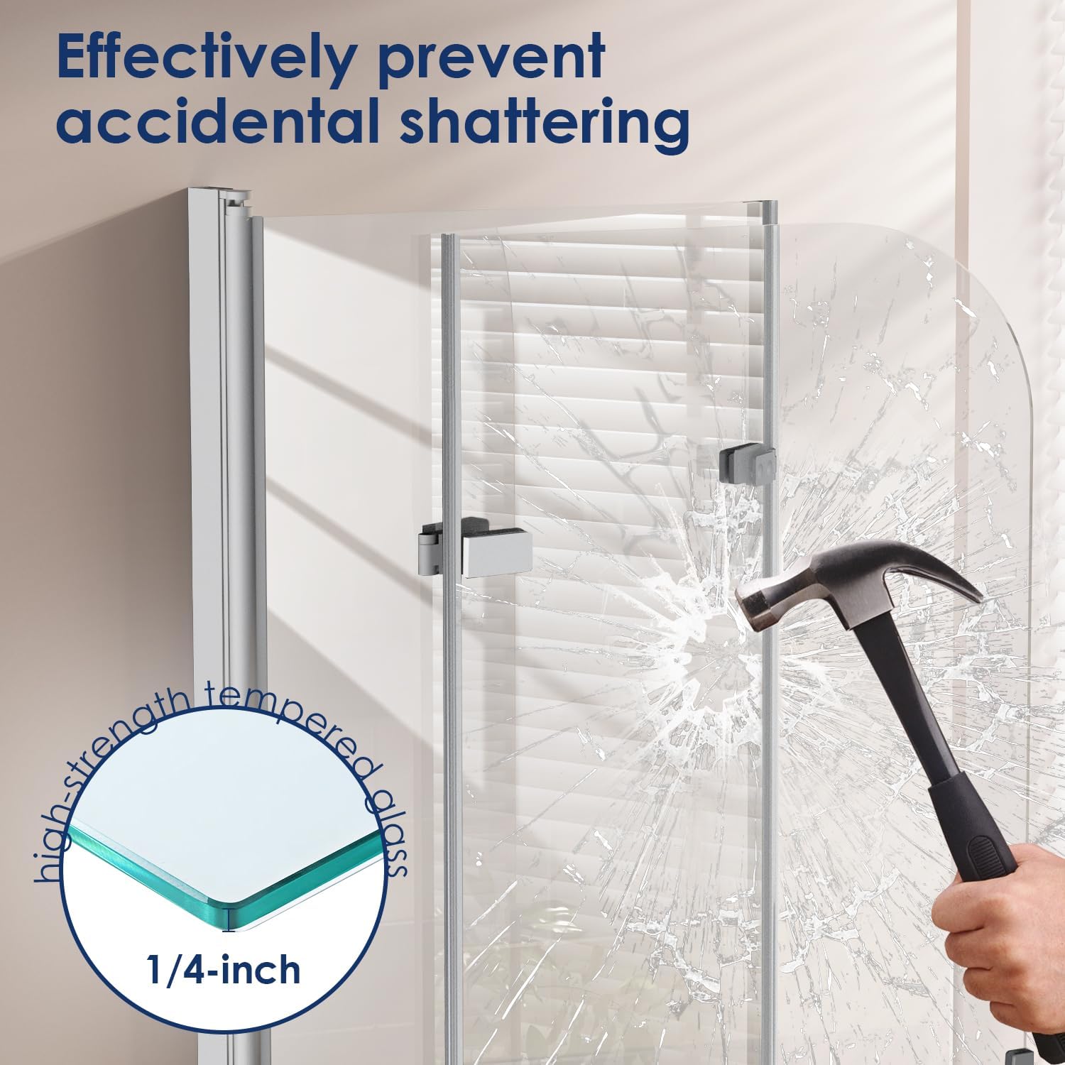 Hpeytaire Bathtub Shower Door with Frameless Hinged Design and Polished Chrome Finish