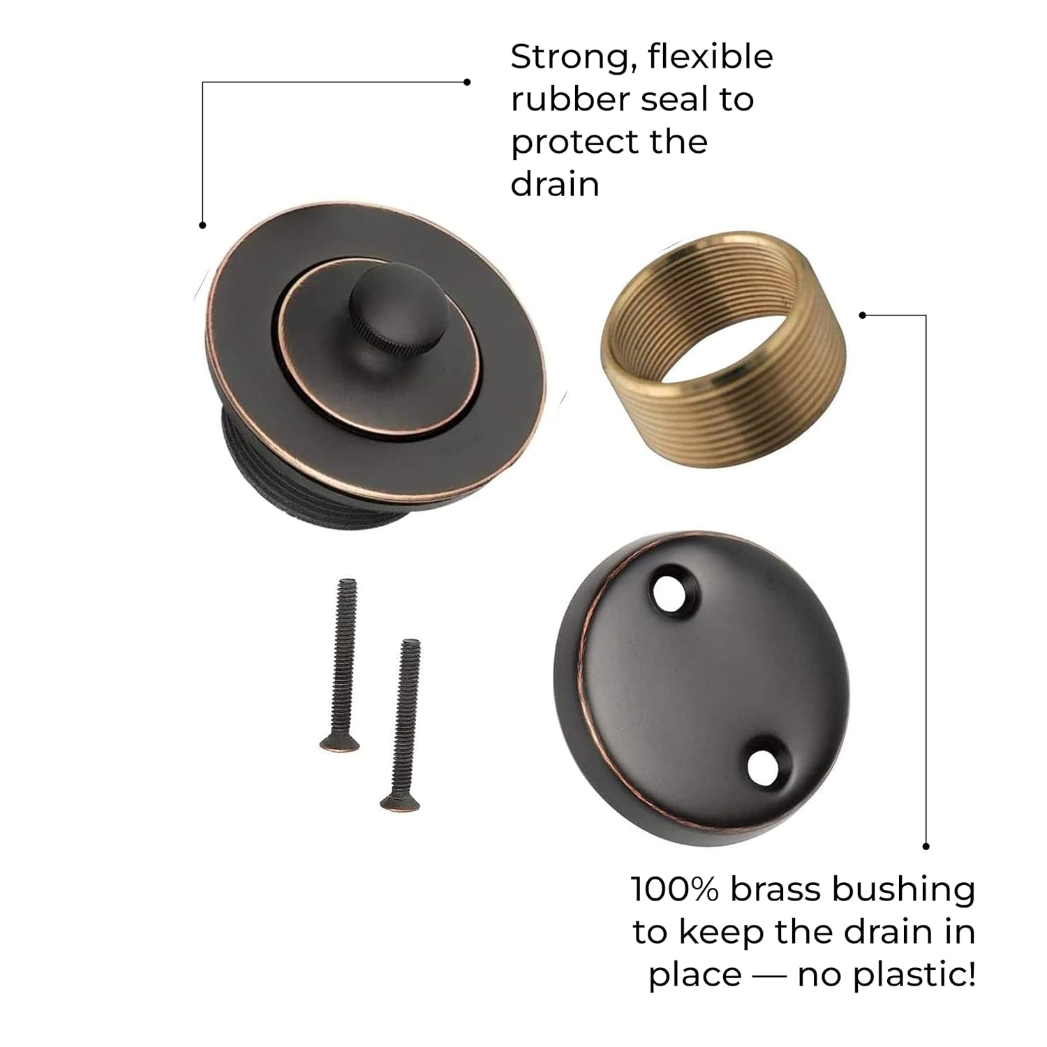 Dorence Oil Rubbed Bronze Tub Drain Stopper Kit 1