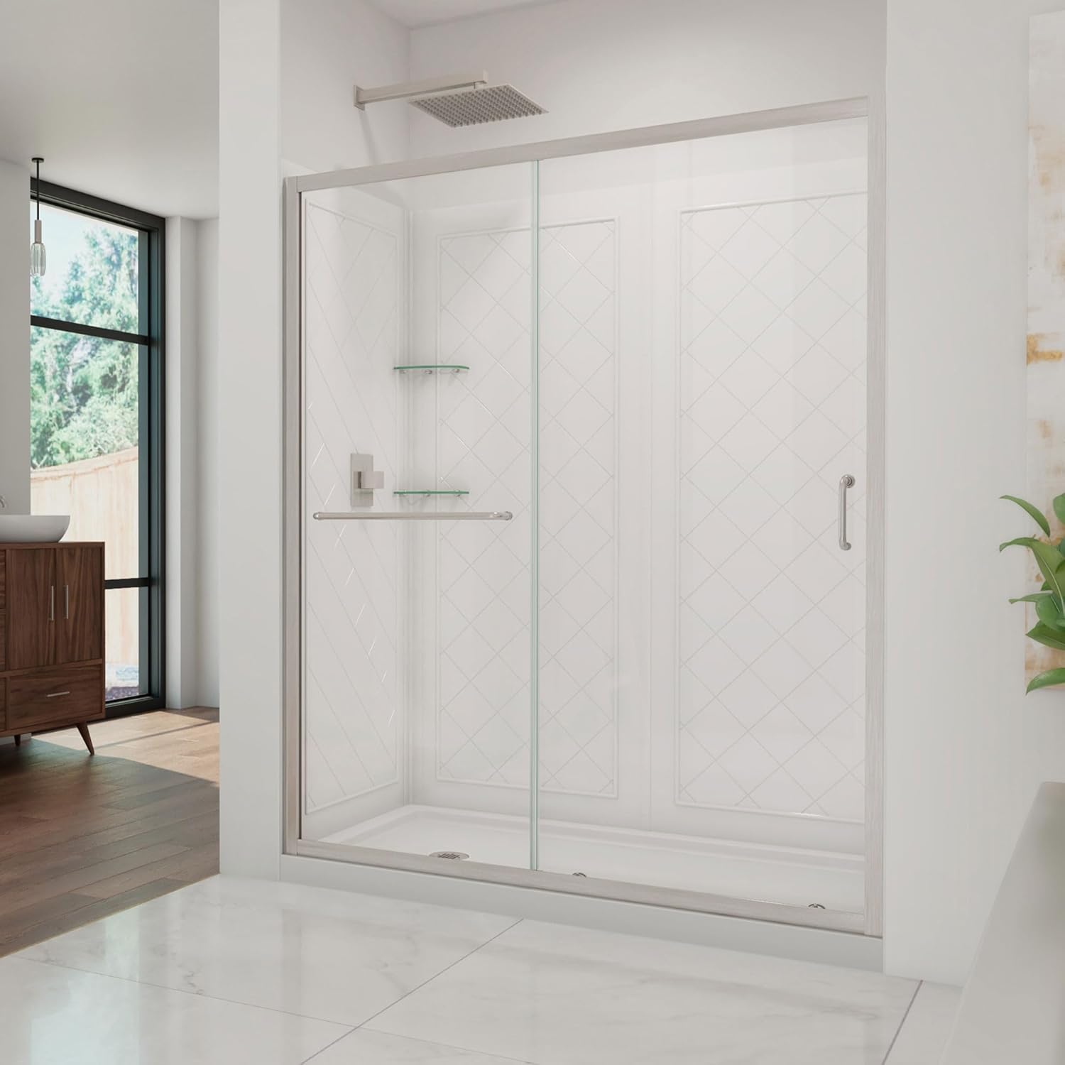 DreamLine Infinity-Z Clear Sliding Shower Door Kit Brushed Nickel