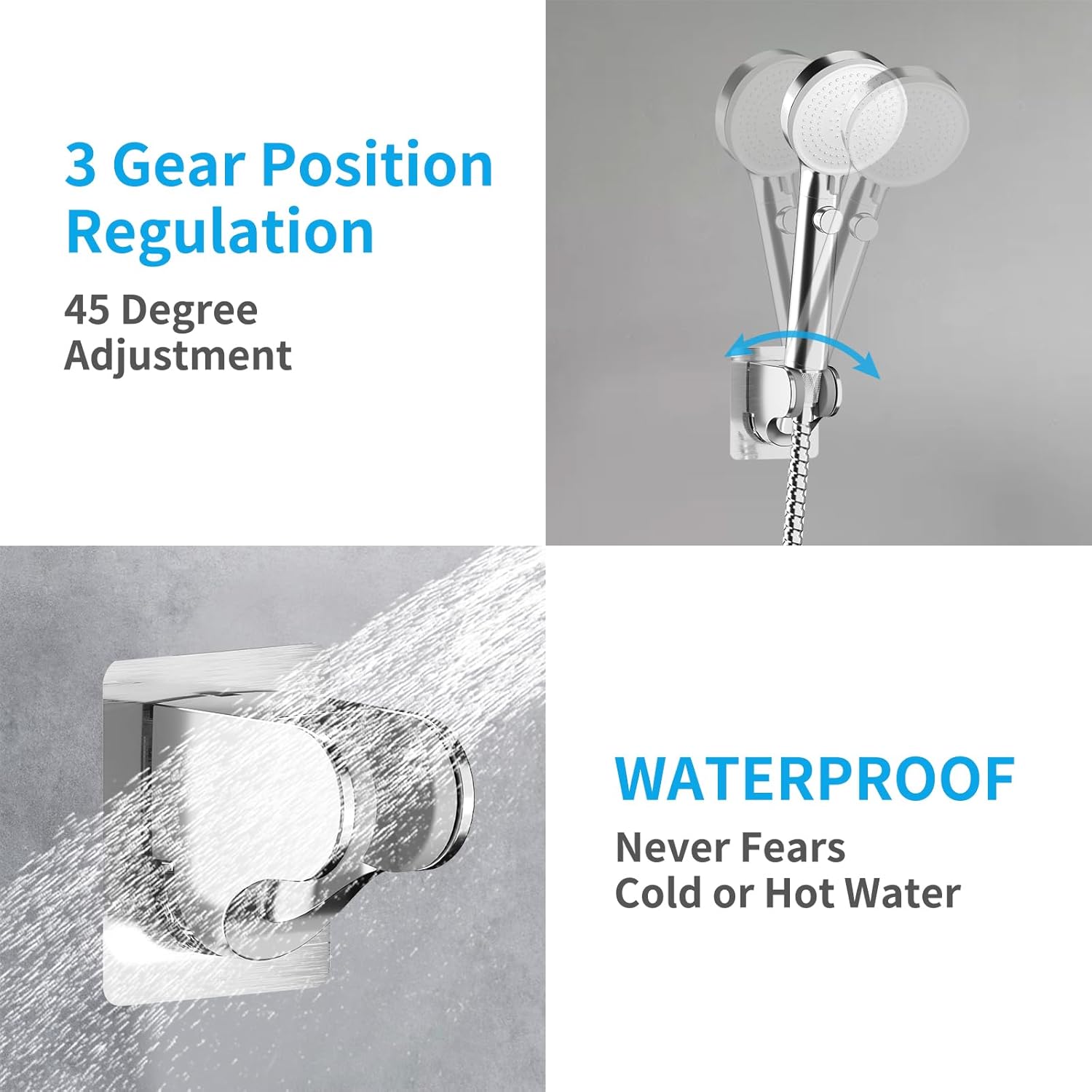 KAIYING Self Adhesive Shower Head Mount with Adjustable Angle