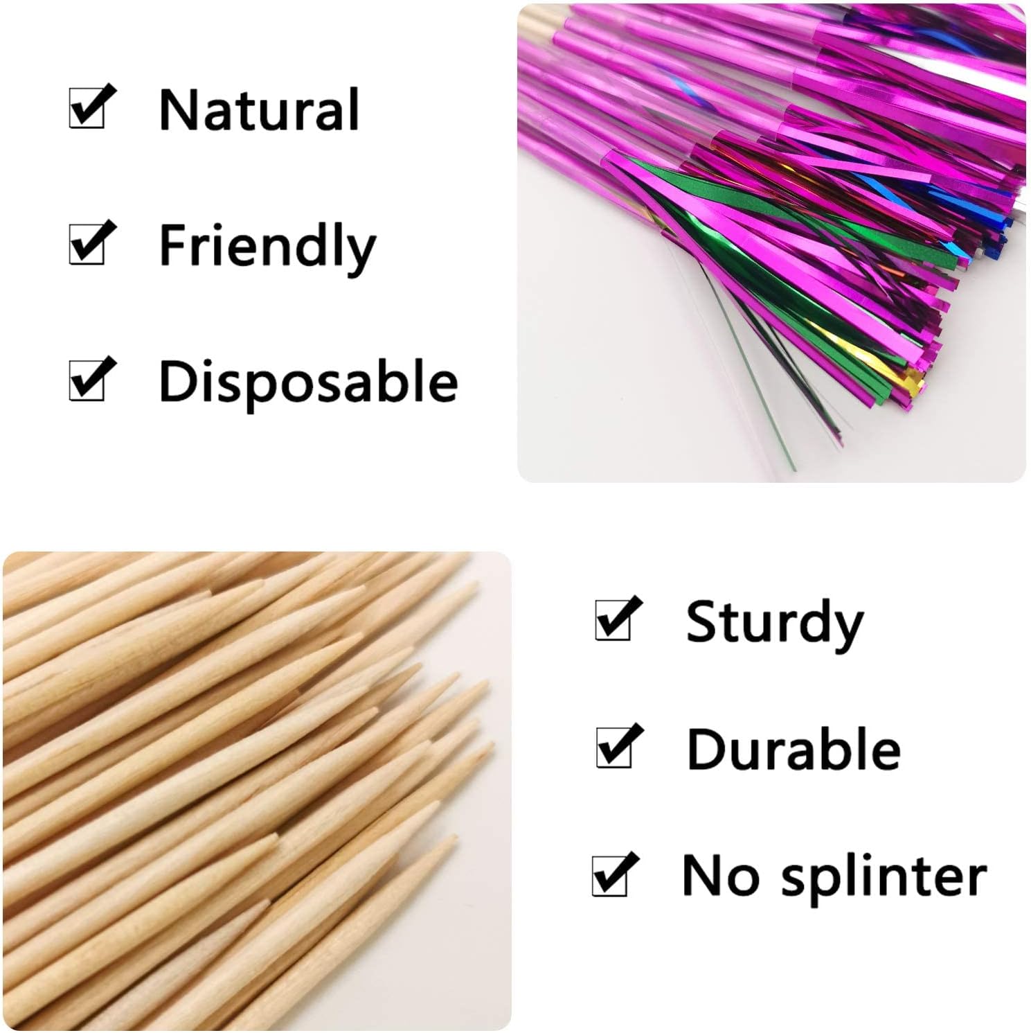 BLUE TOP Frill Firework Cocktail Picks 200 PCS 9 Inch