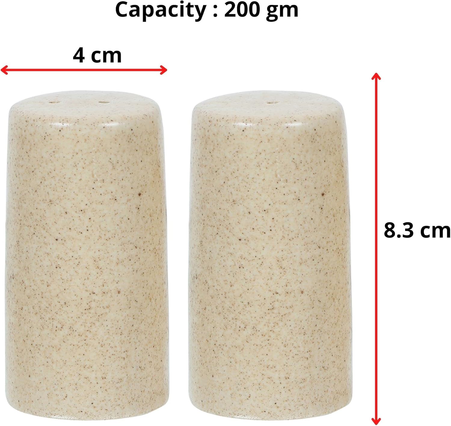 WHOLELIFEOBJECTS Salt Pepper Shaker Set - Modern Ceramic Holder Brown Mat