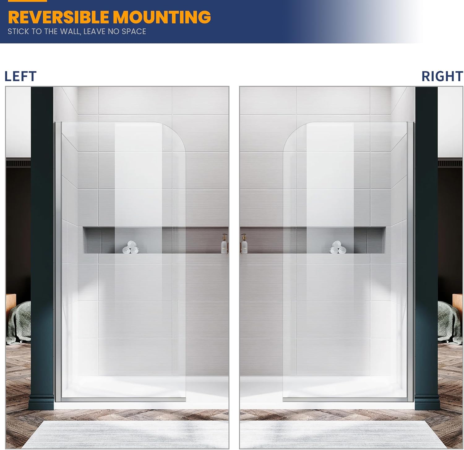 Glass Shower Door Screen 34x78 Silver 516 Clear Tempered