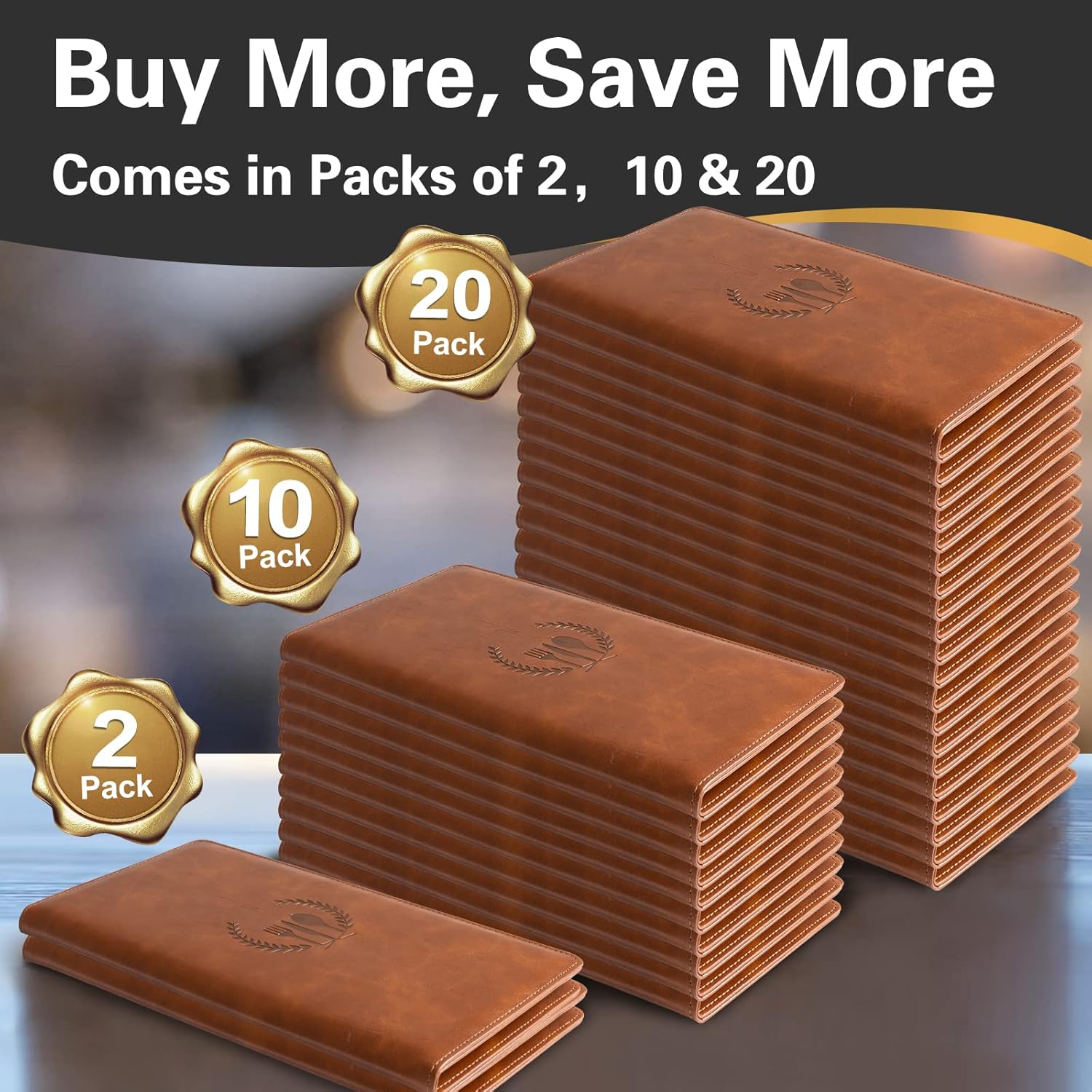 CoBak Check Presenters for Restaurants 20 Pack Brown