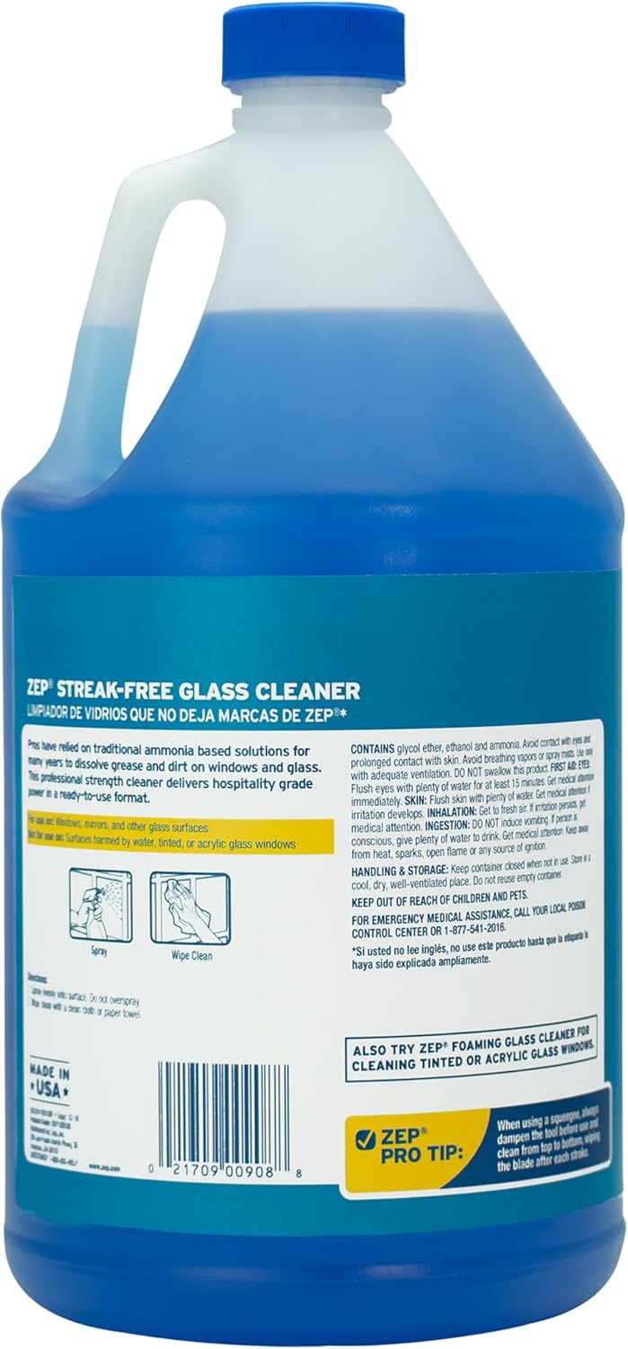 Zep Streak-Free Glass Cleaner - 1 Gallon 4-Pack Case of 4 ZU1120128