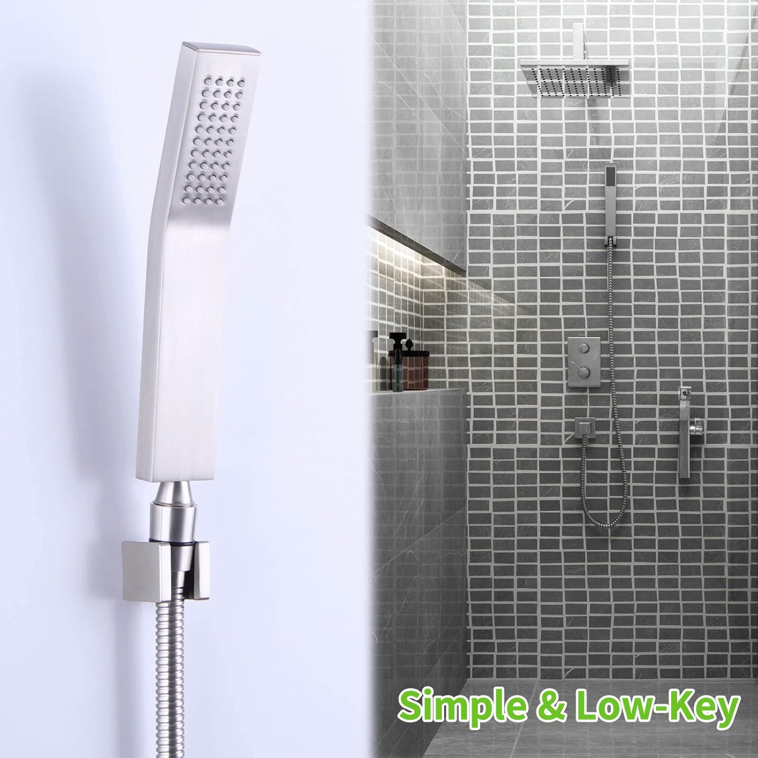 Angle Simple Shower Head Holder Brushed Nickel Wall Mount
