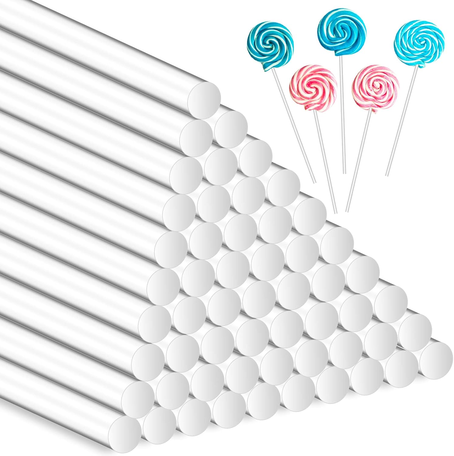 100 PCS 6-Inch Acrylic Lollipop Sticks for Cake and Candy Making