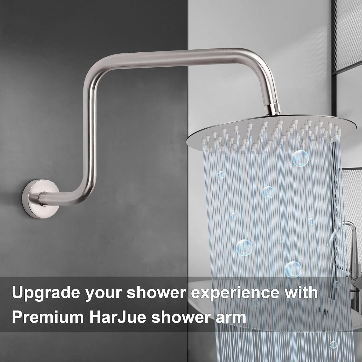 HarJue S Shaped Shower Arm 16 Inch Brushed Nickel