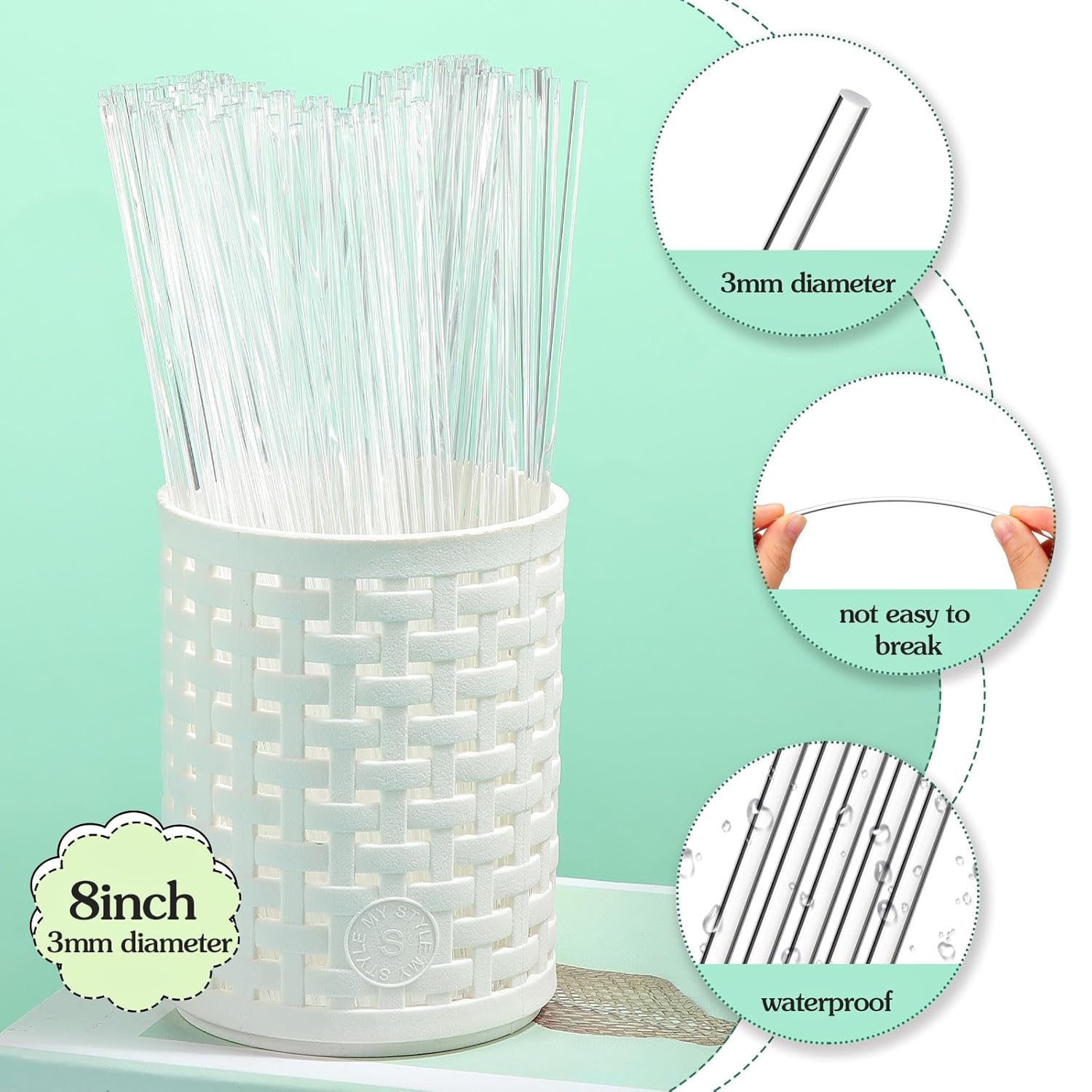 Vicenpal 120 Pcs Clear Acrylic Rods 8 Inch DIY Craft Sticks 1