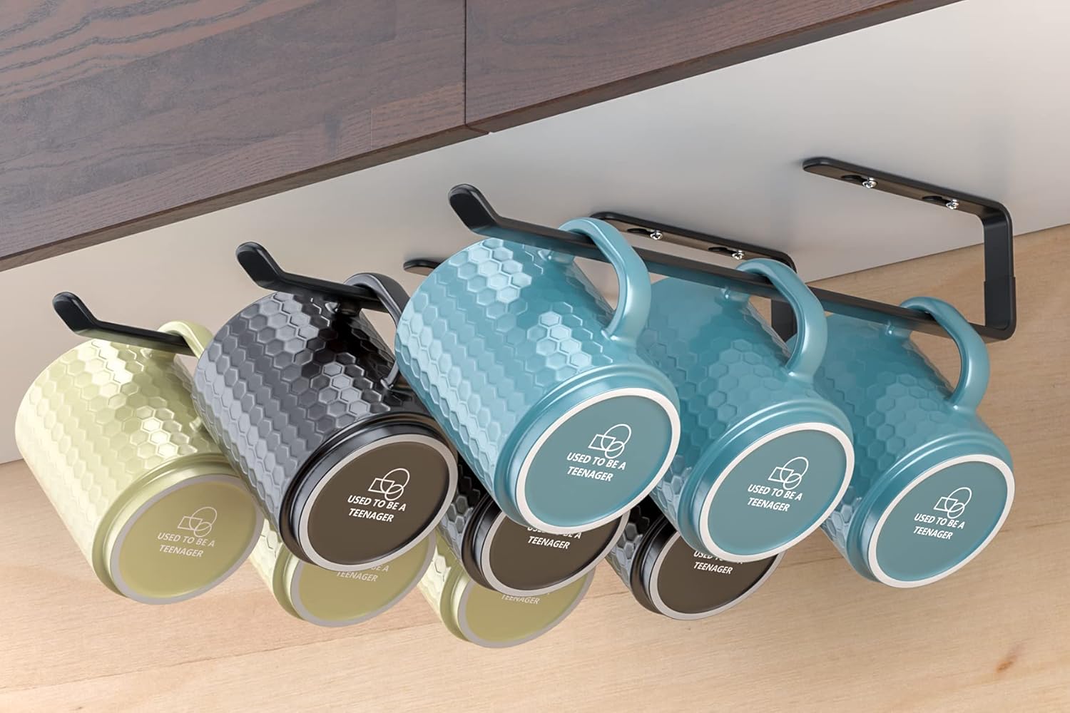 Amazer 3 Pack Mug Holder Under Cabinet Black