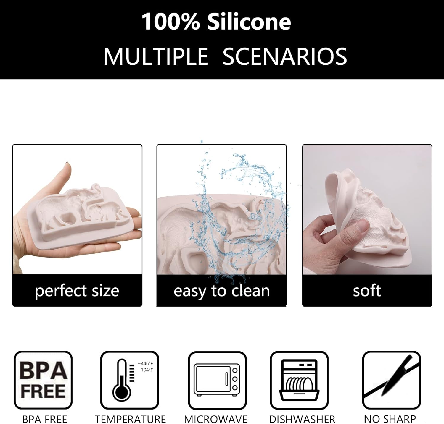 Xcake Lcook Elephant Silicone Fondant Mold Set