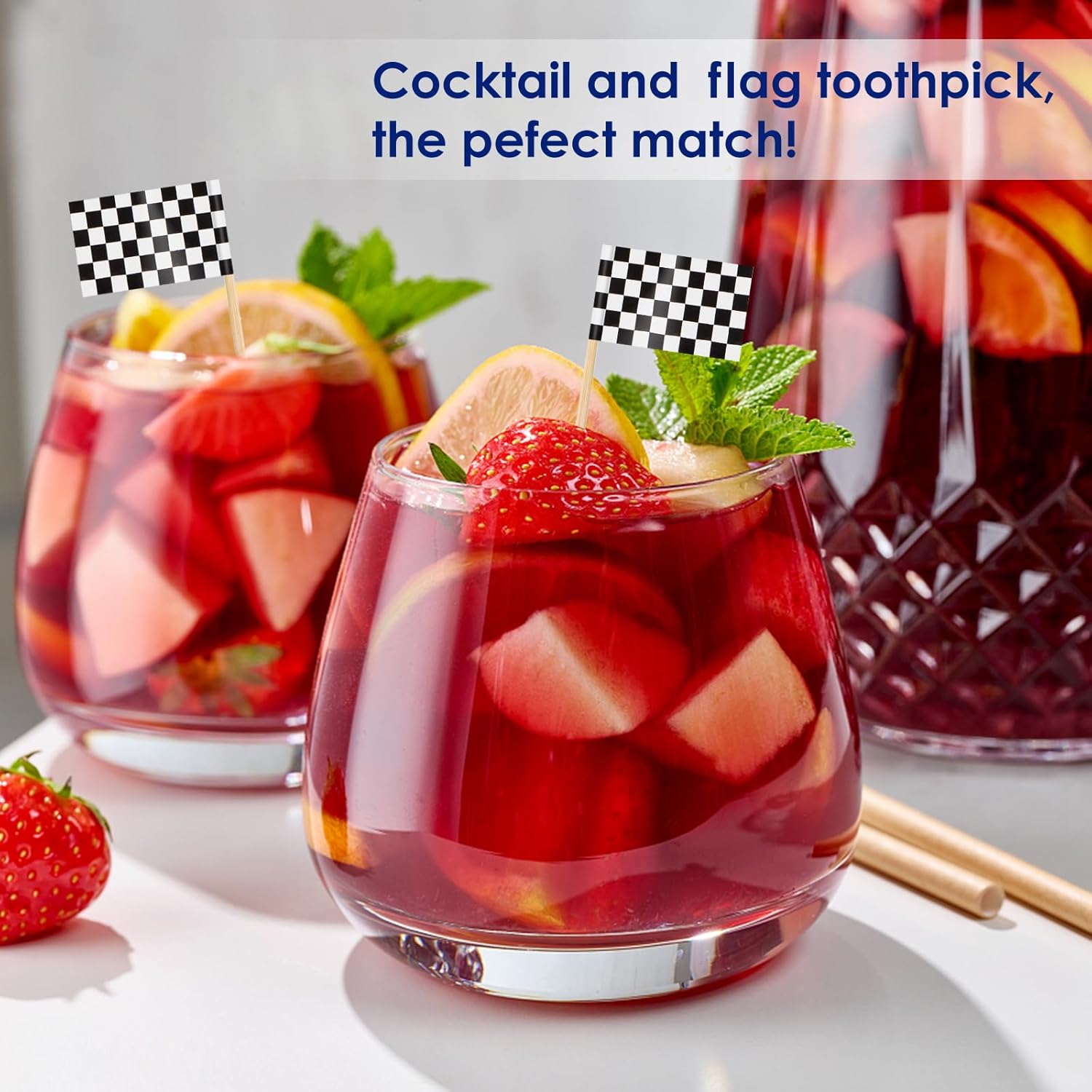 AhfuLife 100 Pcs Checkered Racing Flags Toothpick