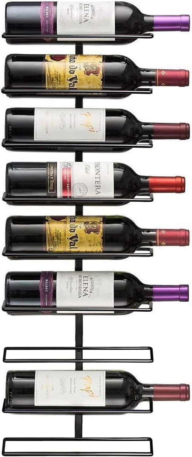 Sorbus Wall-Mounted Wine Rack 9 Bottles - Black Metal
