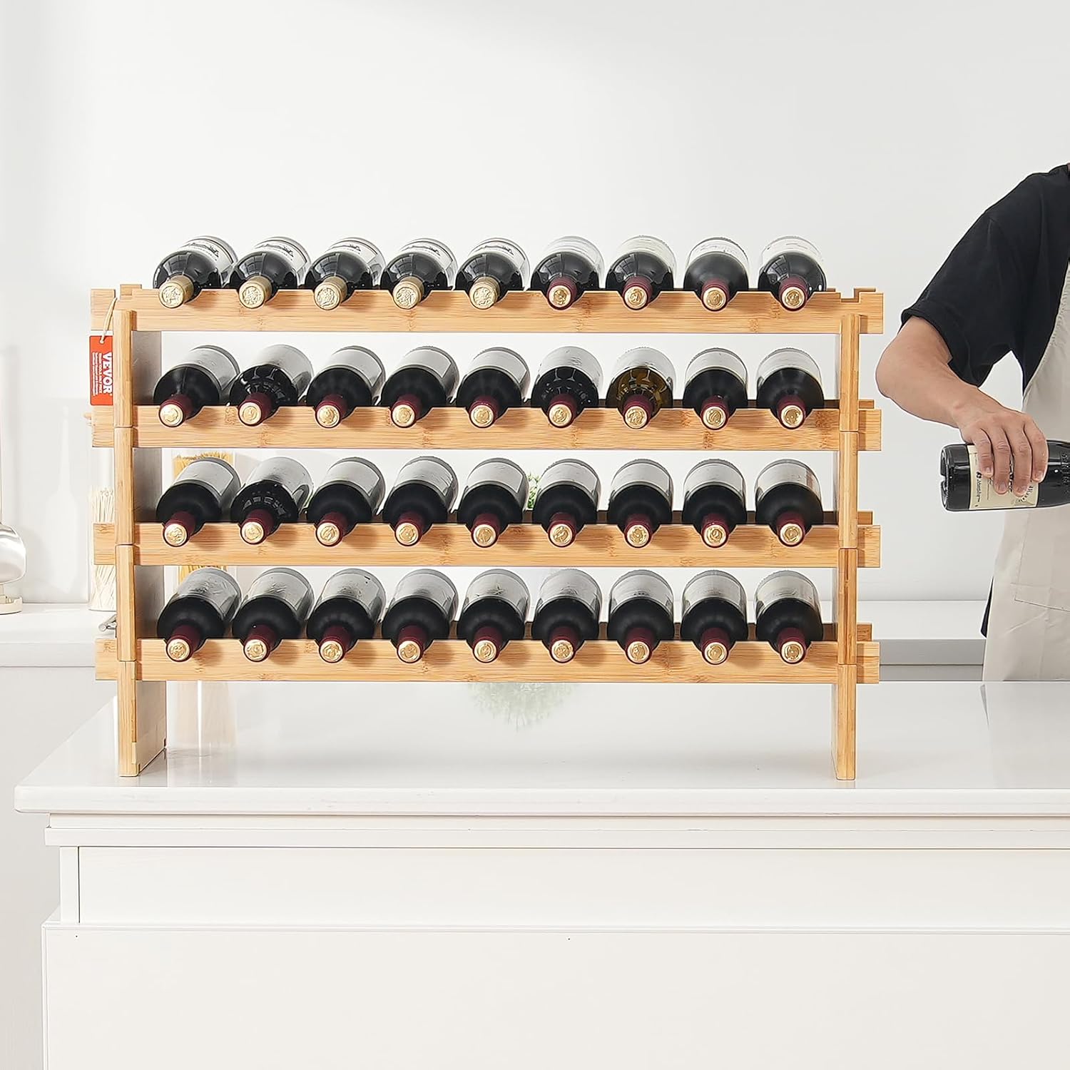 VEVOR 36-Bottle Freestanding Bamboo Wine Rack