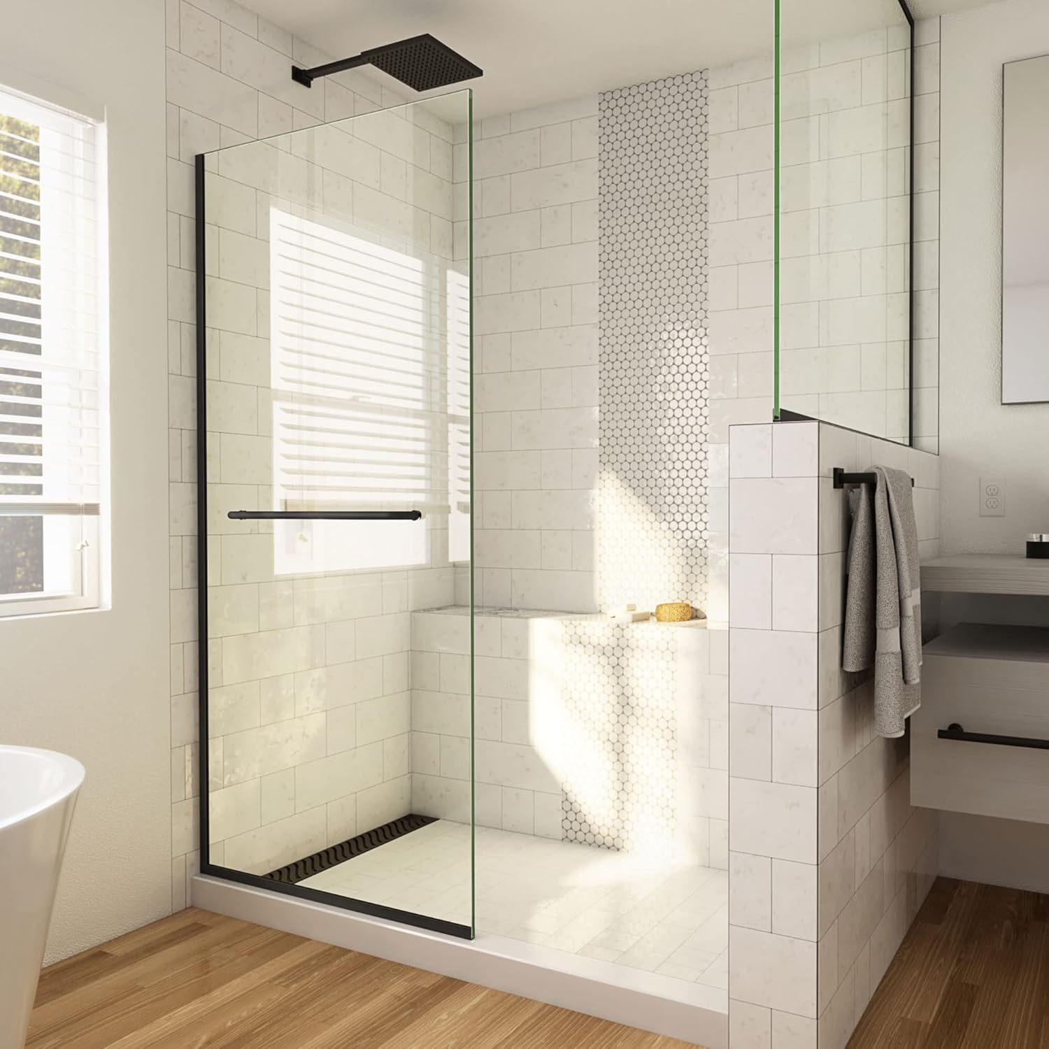 DreamLine Linea 34x72 Frameless Shower Screen Satin Black