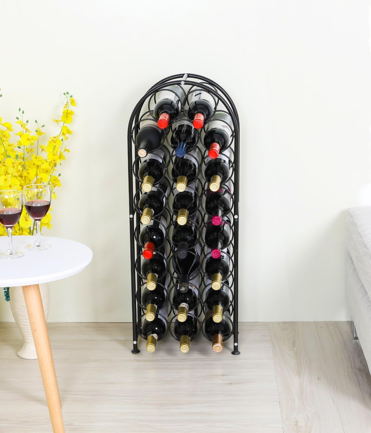 PAG 23 Bottles Freestanding Metal Wine Rack Black