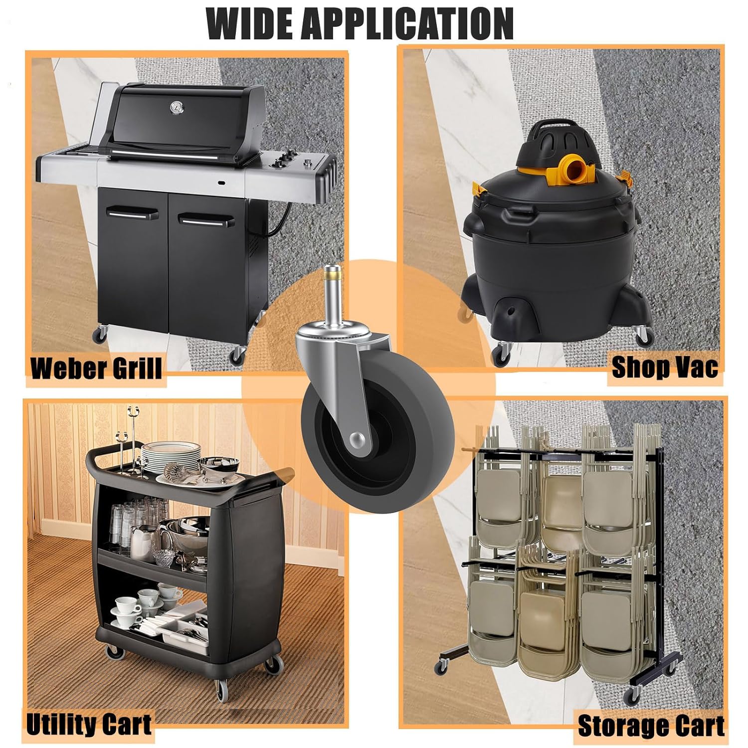 4-Inch Swivel Stem Casters for Rubbermaid Mop Bucket
