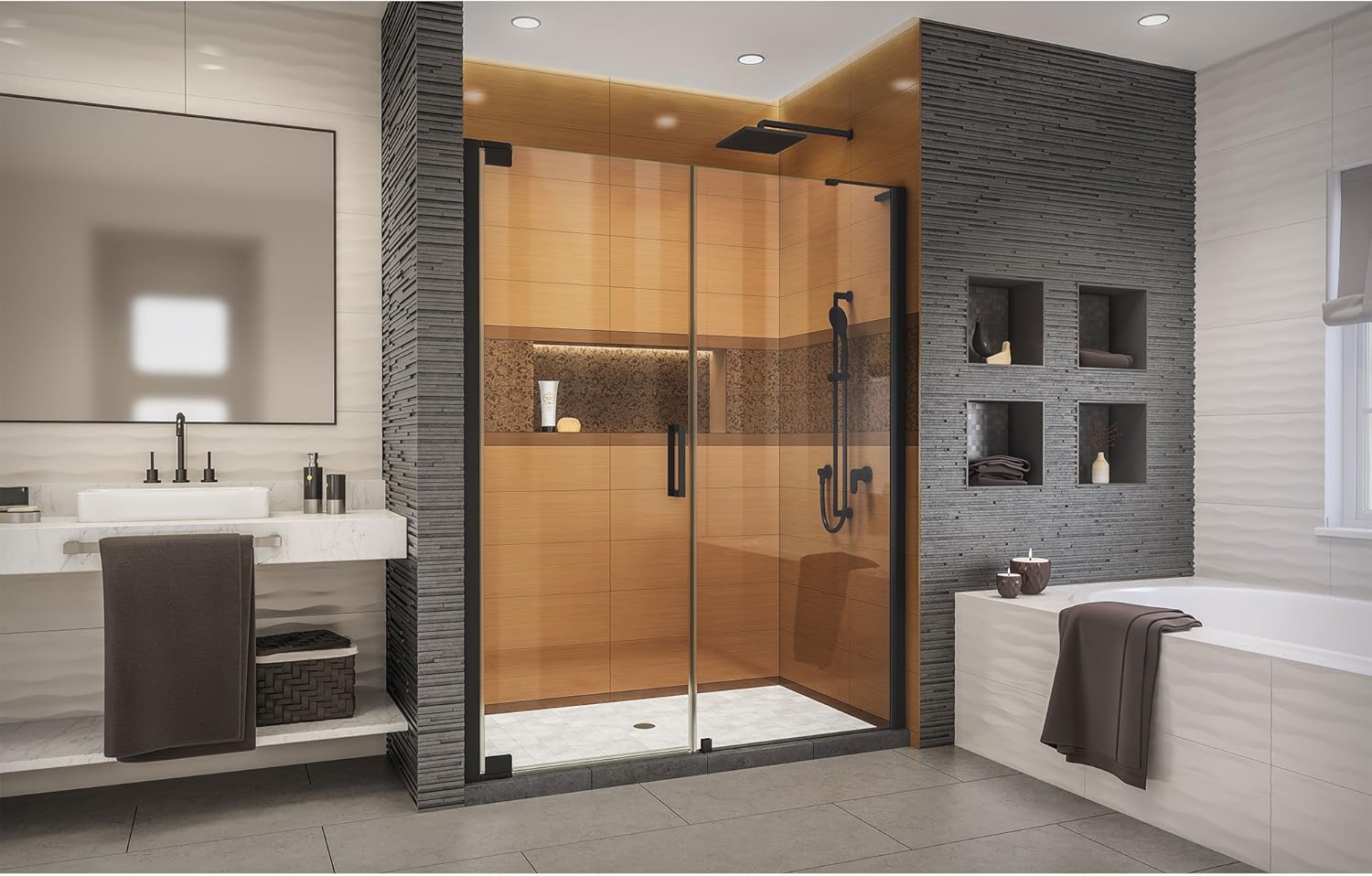 DreamLine Elegance LS Frameless Pivot Shower Door - Satin Black