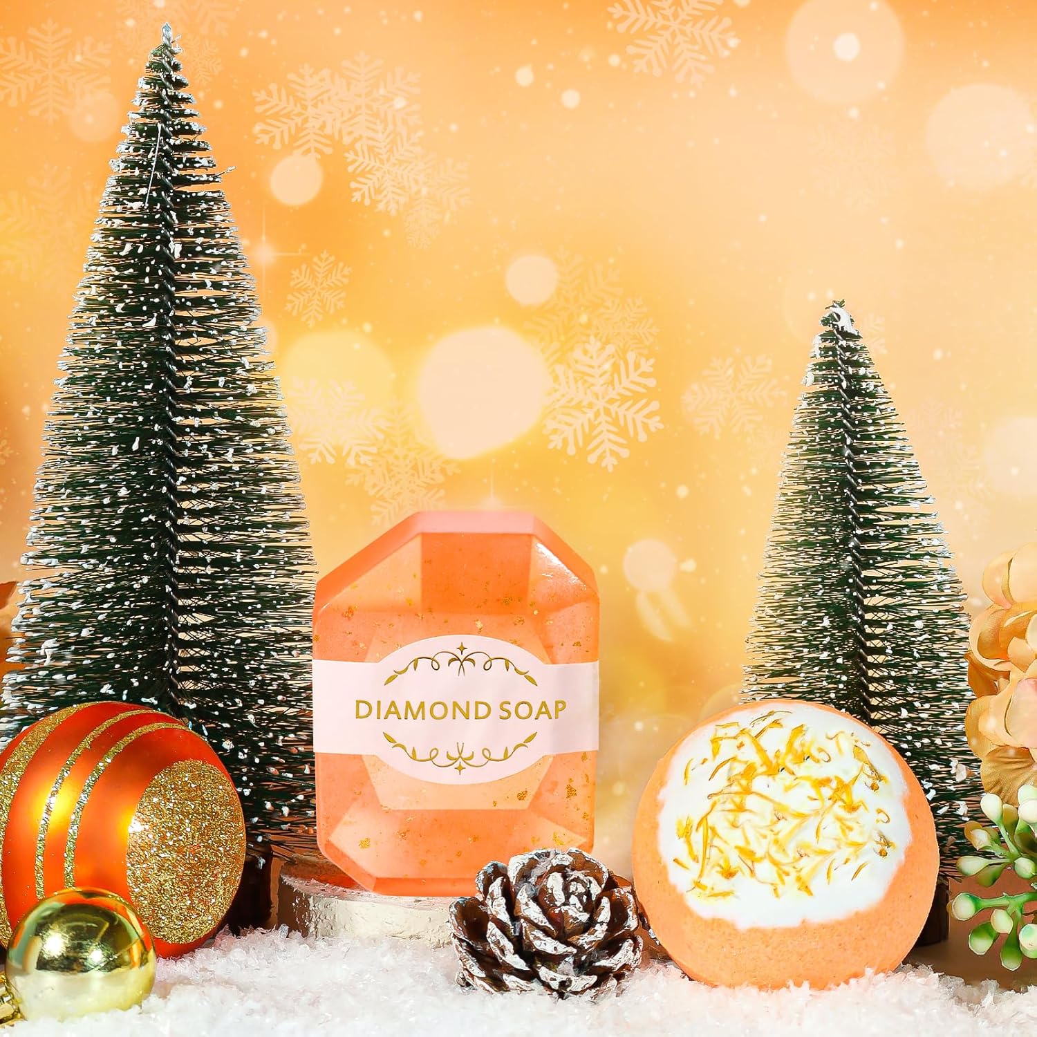 TRSILLE Orange Spa Basket with Luxury Flannel Blanket