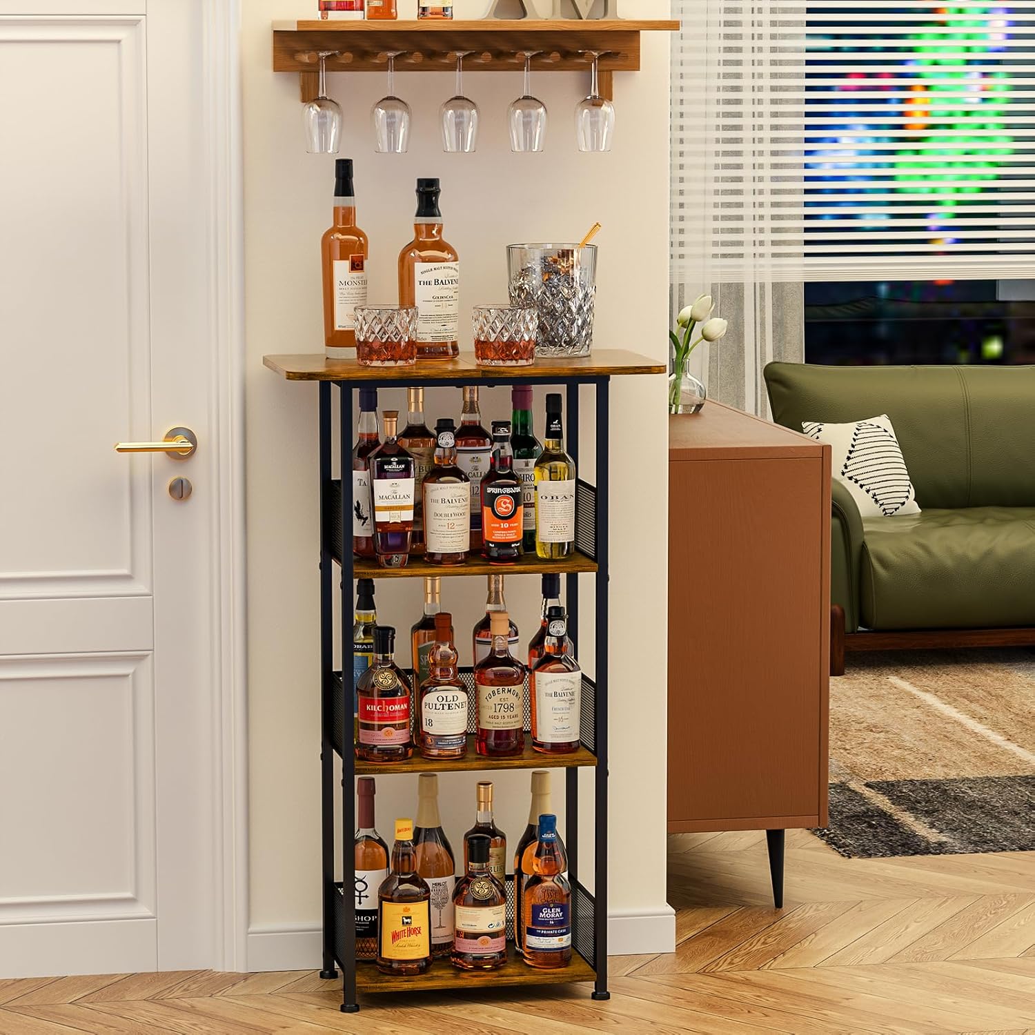 Eyteenokk 4-Tier Freestanding Wine Rack with T-Shape Tabletop 1