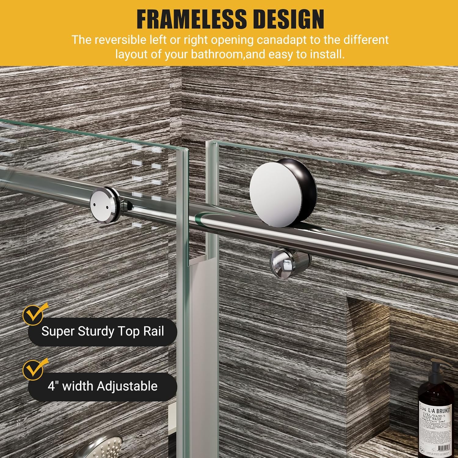 GarveeHome Frameless Shower Door with Tempered Glass