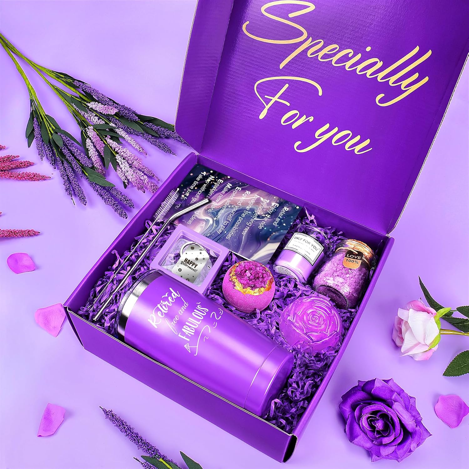 LOMEVE Purple Retirement Gifts Basket for Women