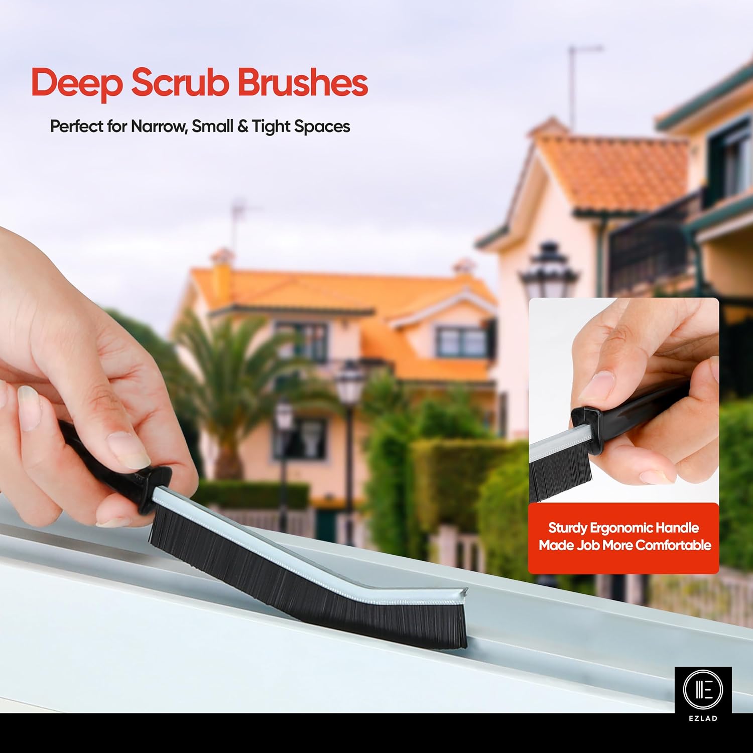 EZLAD 5 Pcs Hard Bristle Crevice Cleaning Brush Set