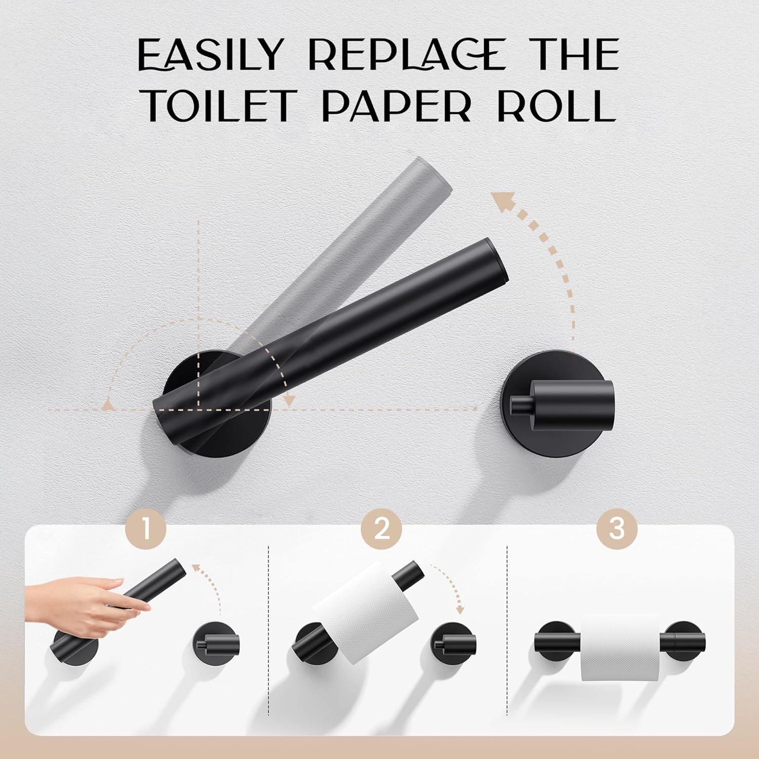 Day Moon Matte Black Toilet Paper Holder - Wall Mount for Bathroom