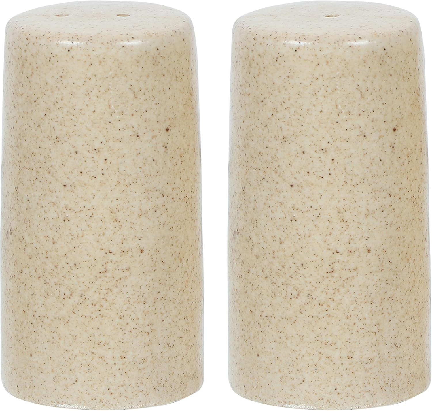 WHOLELIFEOBJECTS Salt Pepper Shaker Set - Modern Ceramic Holder Brown Mat