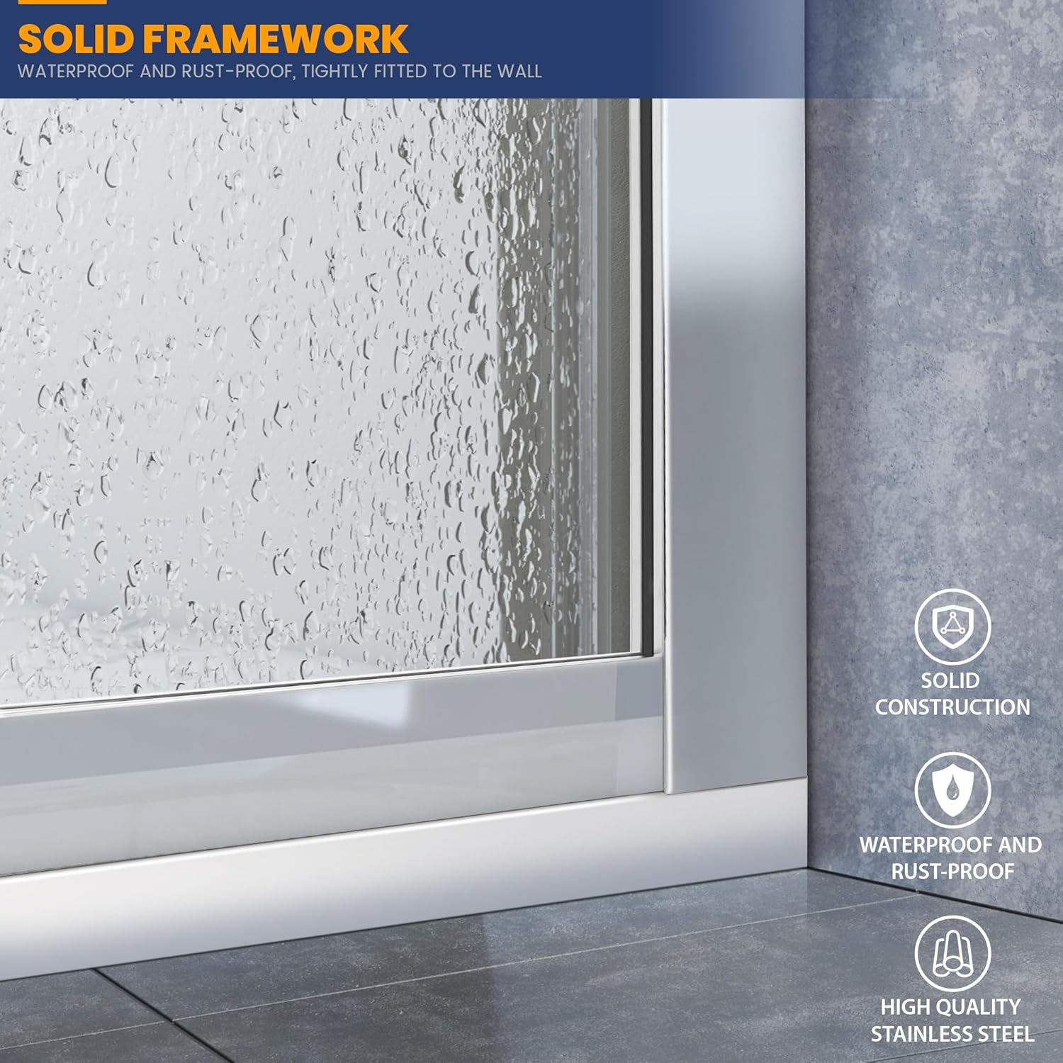 Glass Shower Door Screen 34x78 Silver 516 Clear Tempered